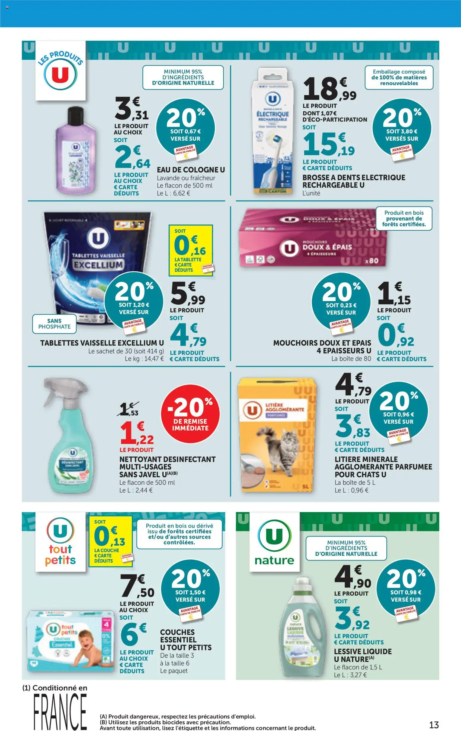 {H1} | Page: 13 | Produits: Tablette, Couches, Brosse, Lessive Liquide