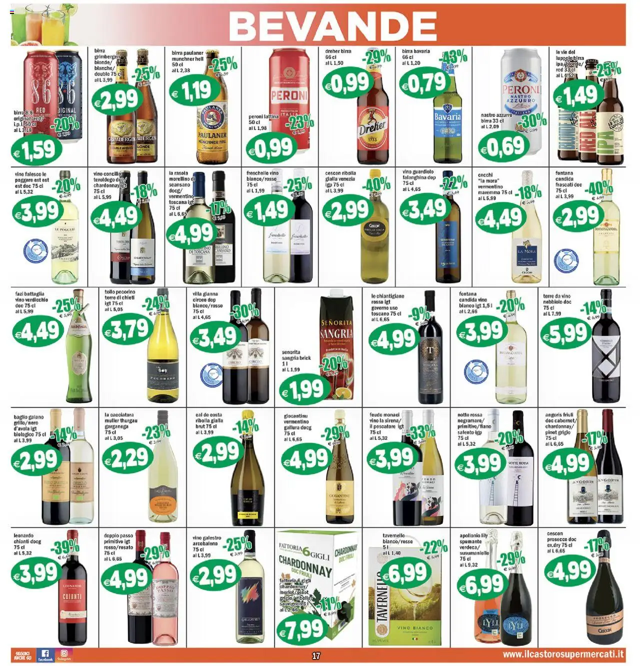 Volantino Il Castoro del 06.08.2025 | Pagina: 17 | Prodotti: Prosecco, Vino, Spumante, Vino bianco