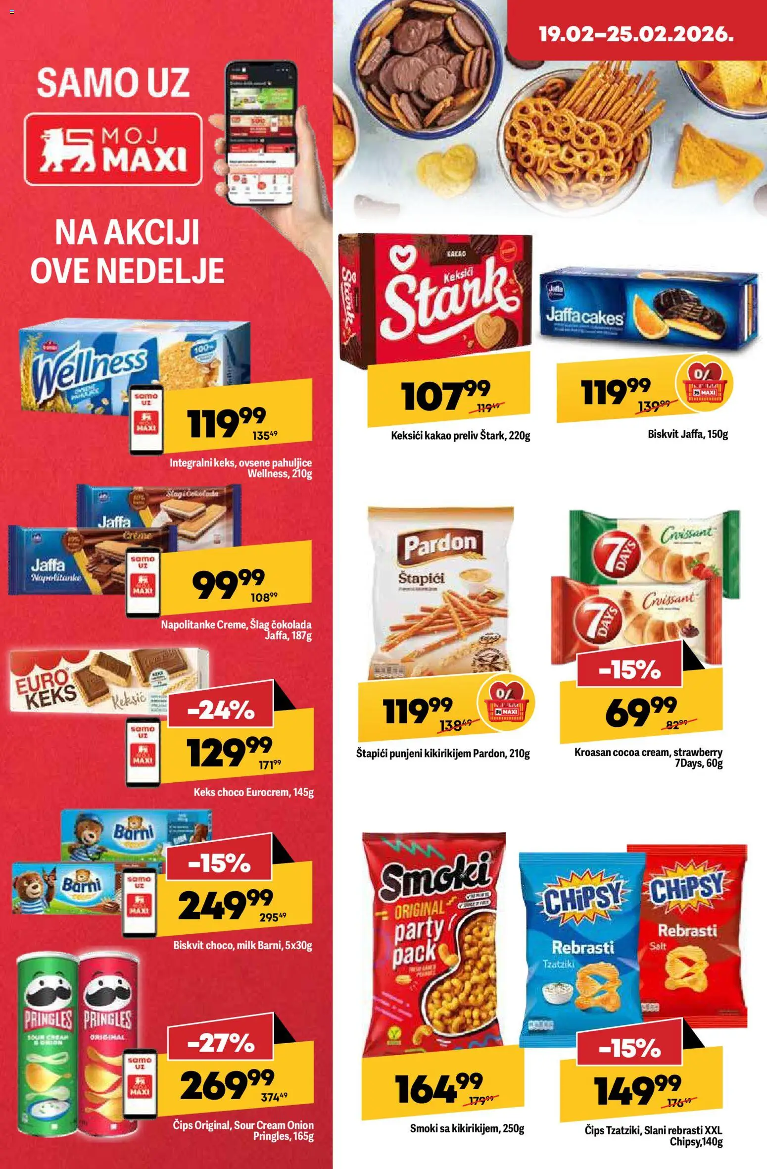 Maxi katalog - važi od 19.02.2026 | Strana: 18 | Proizvode: Čips, Pahuljice, Čokolada, Napolitanke