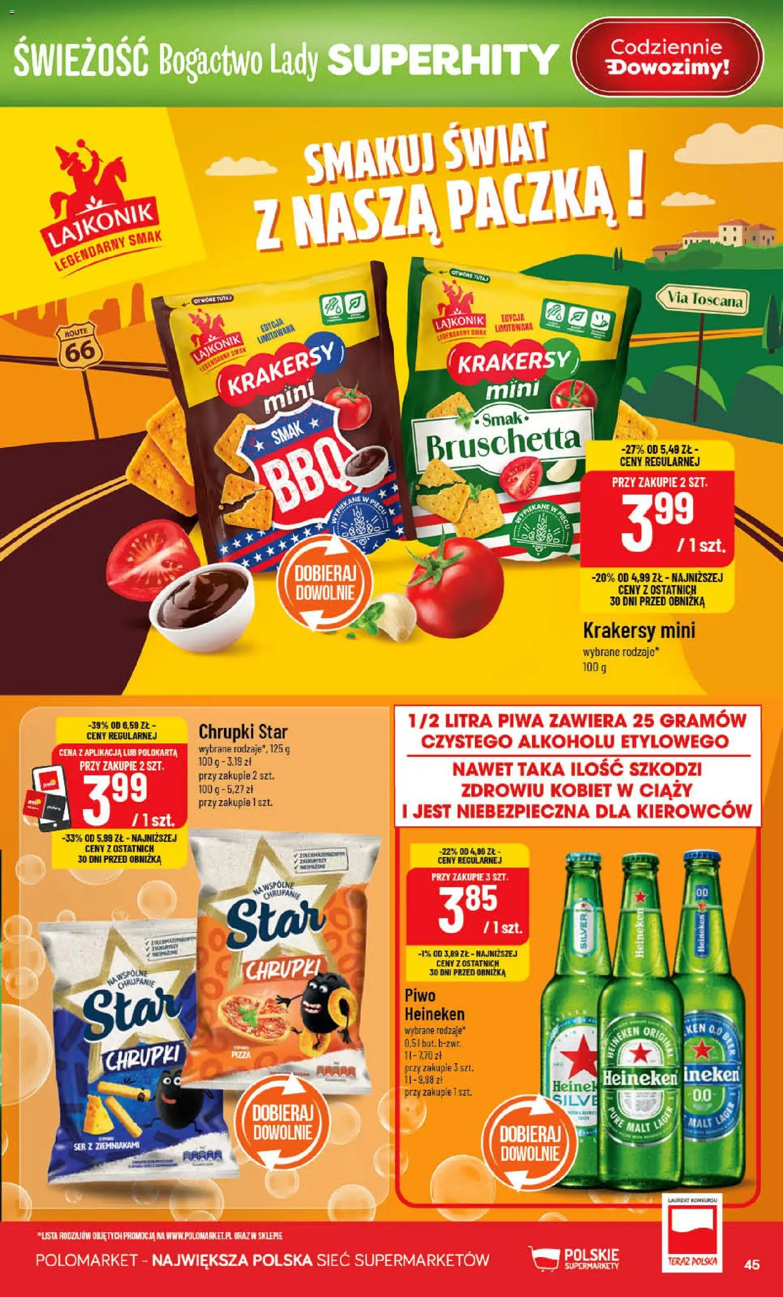POLOmarket gazetka od 08.04.2026 | Strona: 45 | Produkty: Chrupki, Bruschetta, Krakersy, Ser