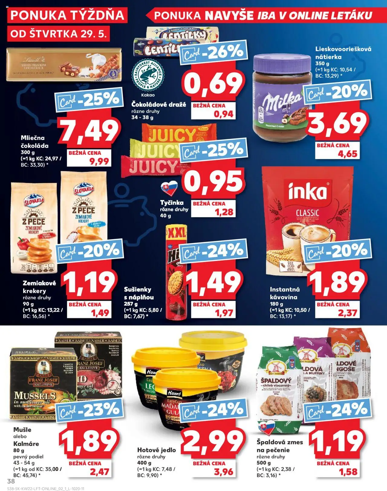 Nové Kaufland akcie – leták je platný od 29.05.2025 | Strana: 38 | Produkty: Chlieb, Čokoláda, Milka, Kakao