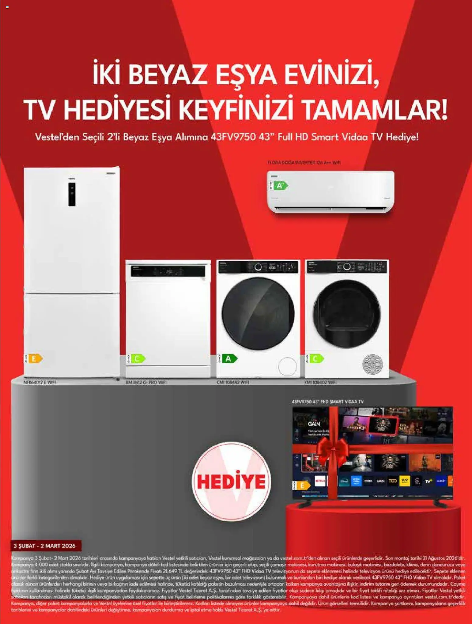 Vestel Tüketici Elektroniği - 17.02.2026 tarihinden itibaren geçerlidir | Sayfa: 12 | Ürünler: Kalkan, TV, Televizyon, Fırın