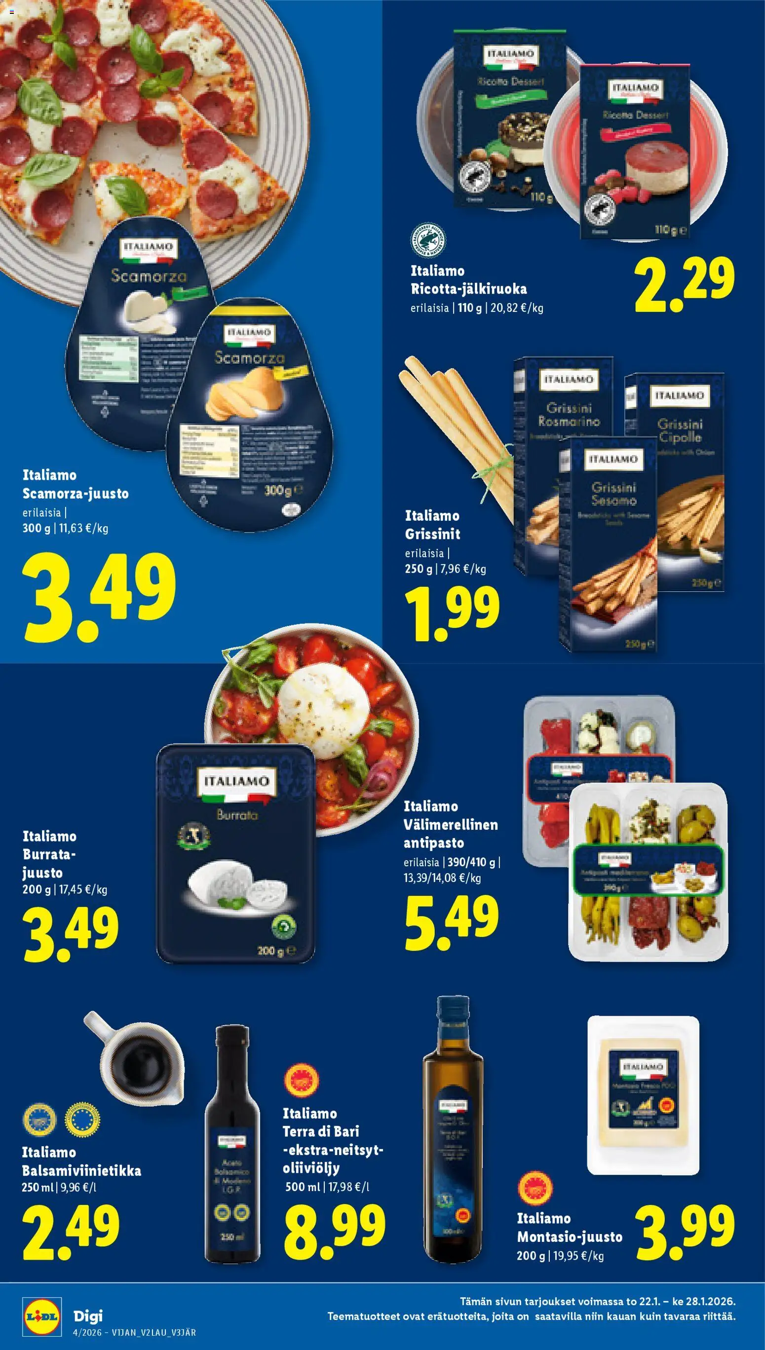 Lidl tarjoukset - Tampere – voimassa 22.01.2026 alkaen | Sivu: 12 | Tuotteet: Oliiviöljy, Balsamiviinietikka, Juusto