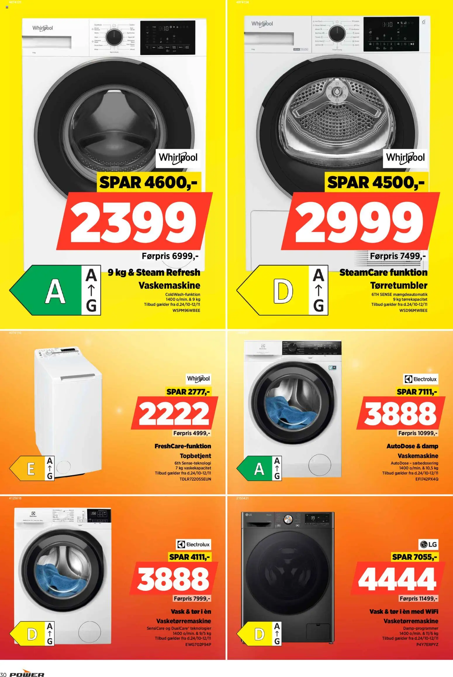 Power tilbudsavis – gyldig fra 24.10.2025 | Side: 30 | Produkter: Vaskemaskine, Tørretumbler