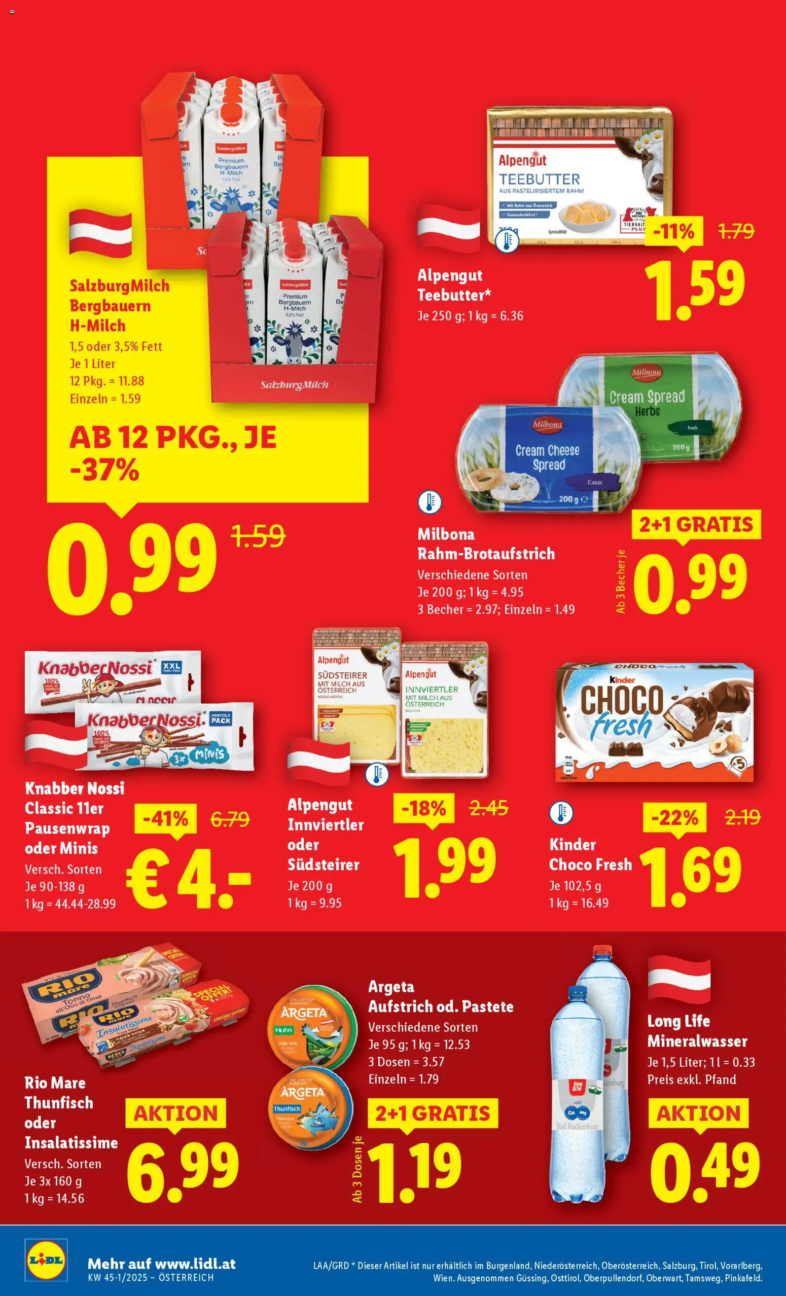 Lidl Flugblatt - Altenmarkt im Pongau, St. Johann im Pongau, Zell am See gültig ab 30.10.2025 | Seite: 40 | Produkte: Milch