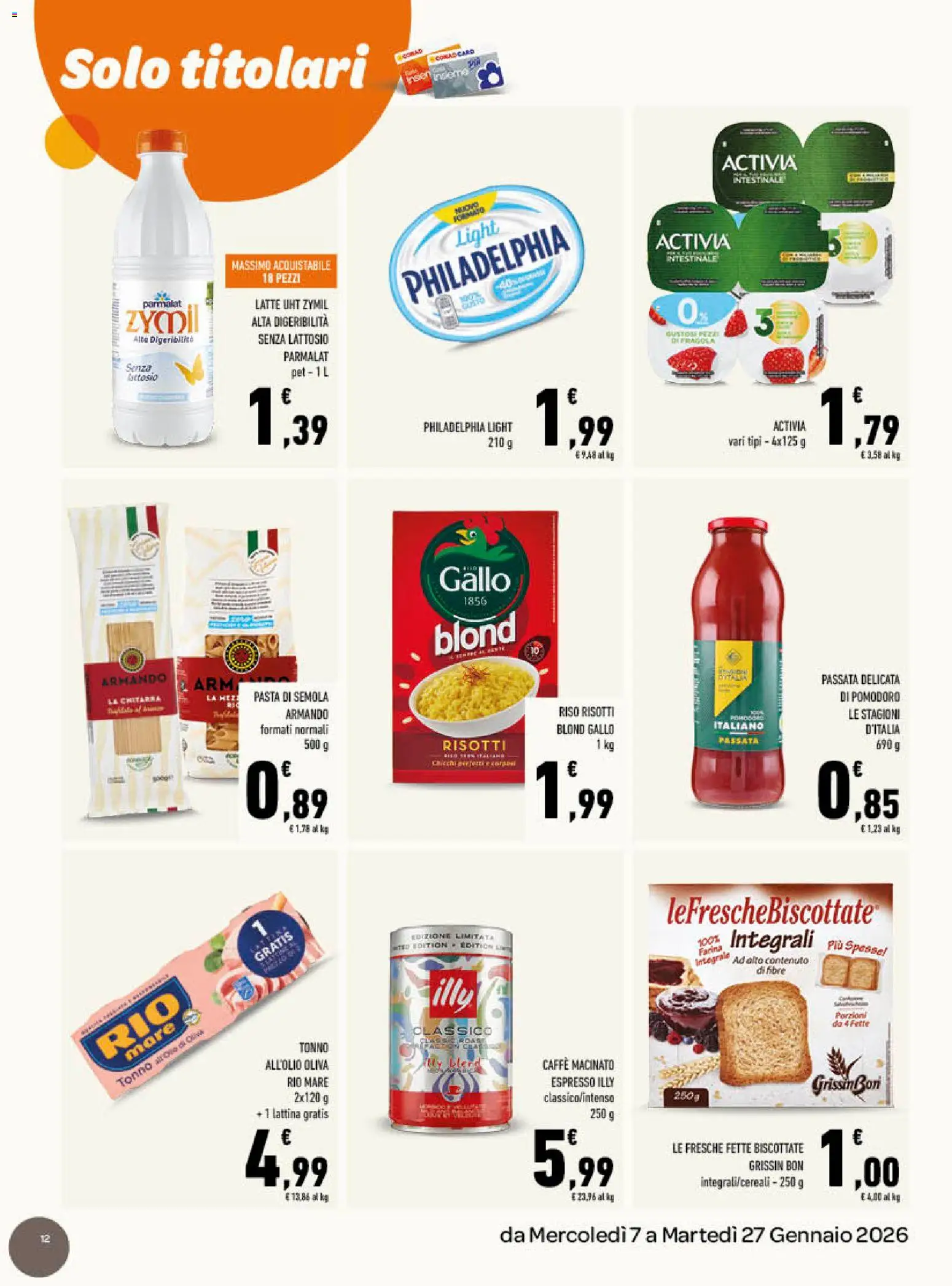 Volantino Conad del 07.01.2026 | Pagina: 12 | Prodotti: Farina, Pasta, Crackers, Fette biscottate