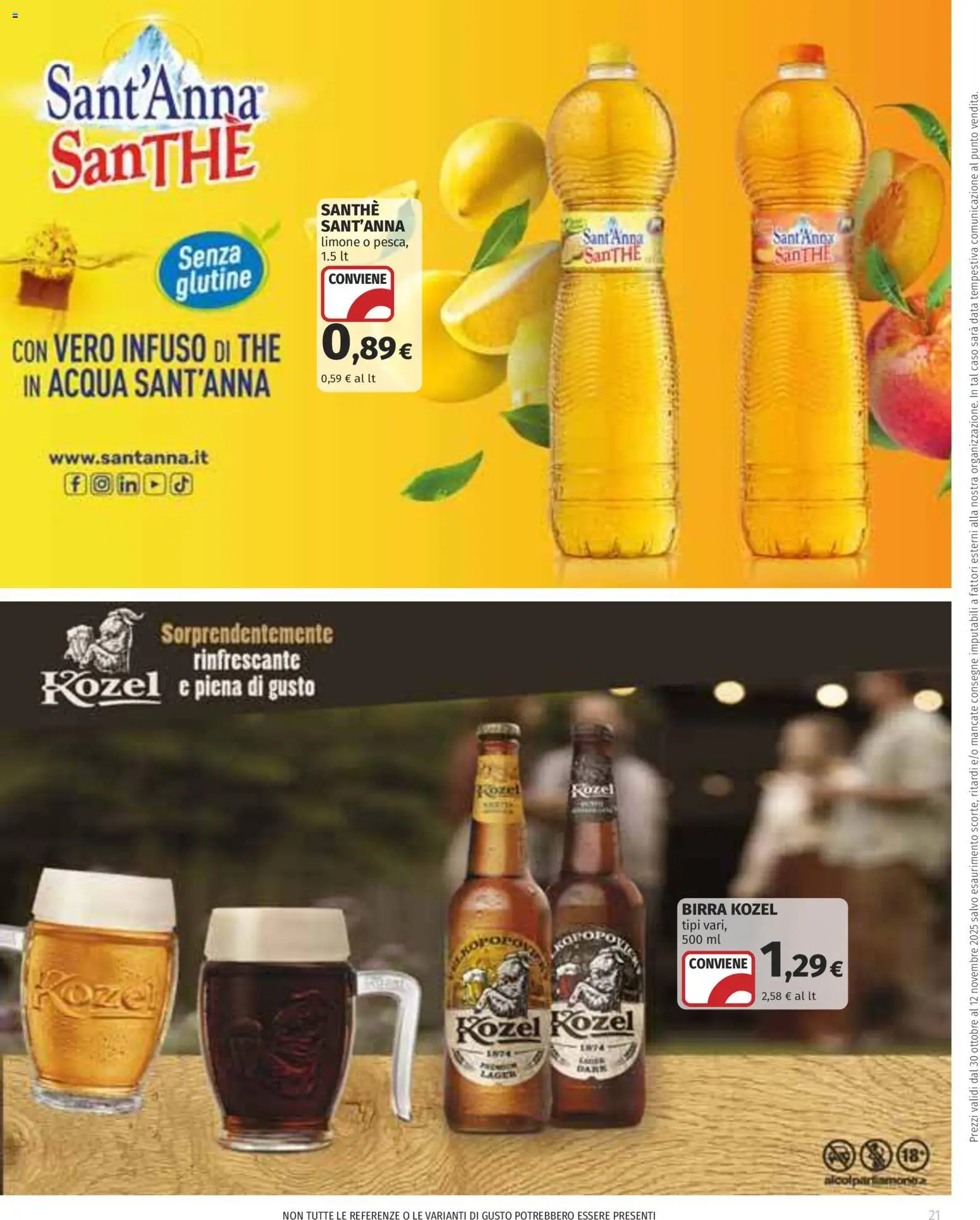 Volantino COOP del 30.10.2025 | Pagina: 21 | Prodotti: Birra, Acqua, Limone, The