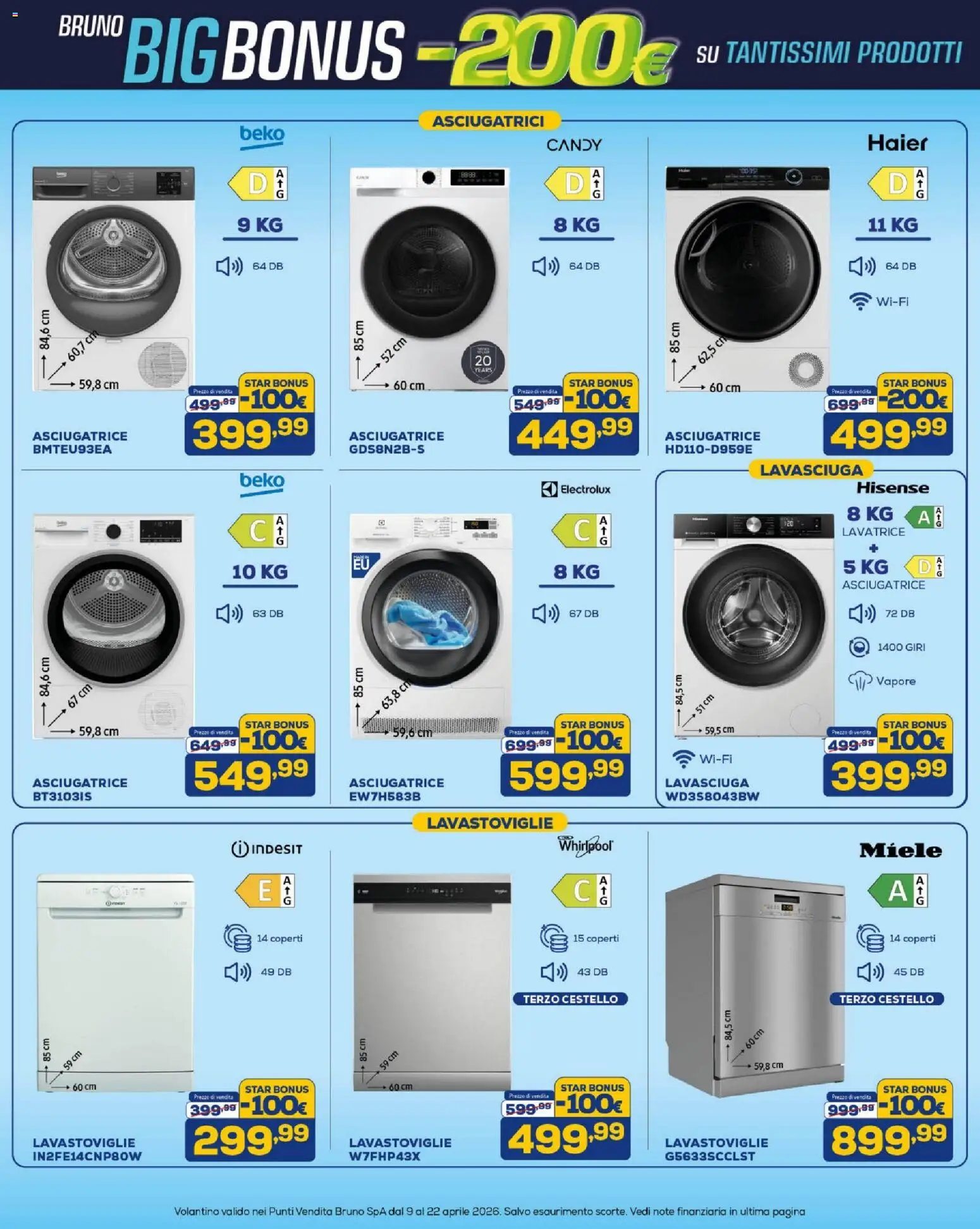Volantino BRUNO del 09.04.2026 | Pagina: 26 | Prodotti: Lavasciuga, Lavatrice, Asciugatrice, Miele