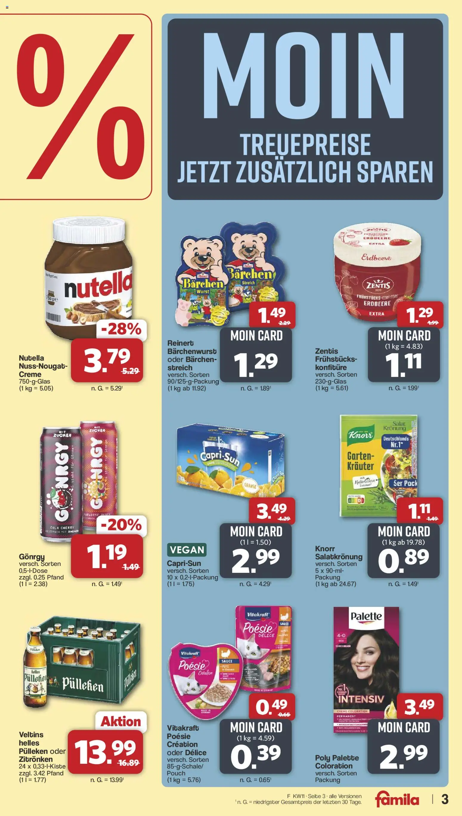 Famila Nordwest Prospekt 	 – gültig ab 09.03.2026 | Seite: 3 | Produkte: Pute, Knorr, Creme, Wurst