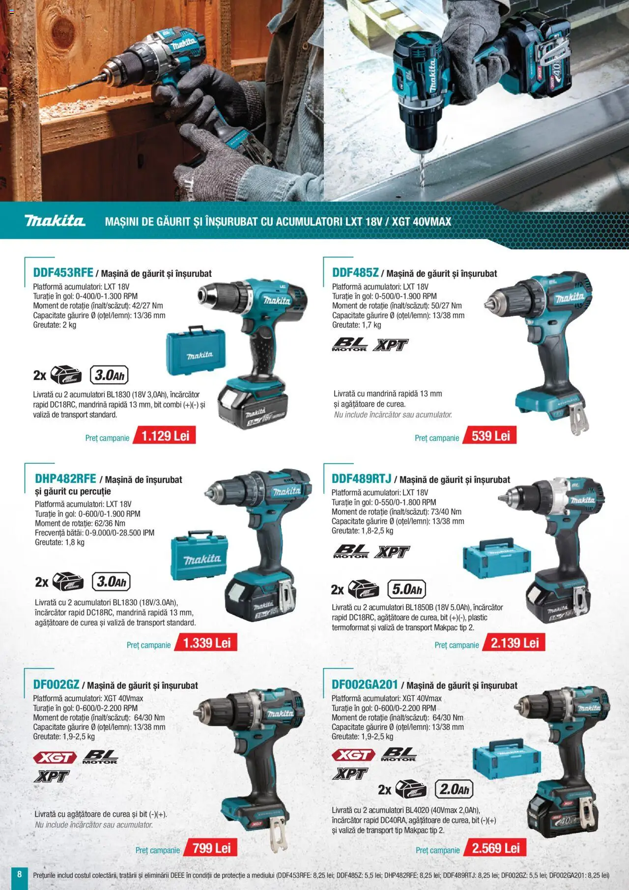 Catalog Makita – valabil de la 01.07.2025 | Pagină: 8 | Produse: Valiză, Mașină de găurit, Curea, Încărcător