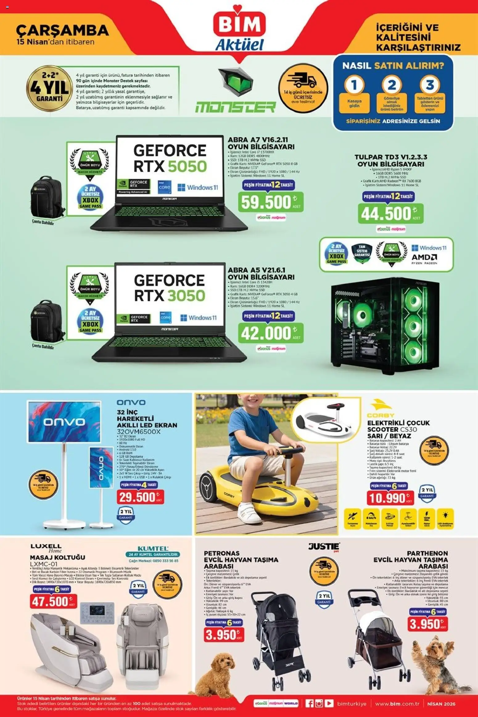 BİM - Katalog Çarşamba - 15.04.2026 tarihinden itibaren geçerlidir | Sayfa: 1 | Ürünler: Çanta, Saat, Ses, Xbox