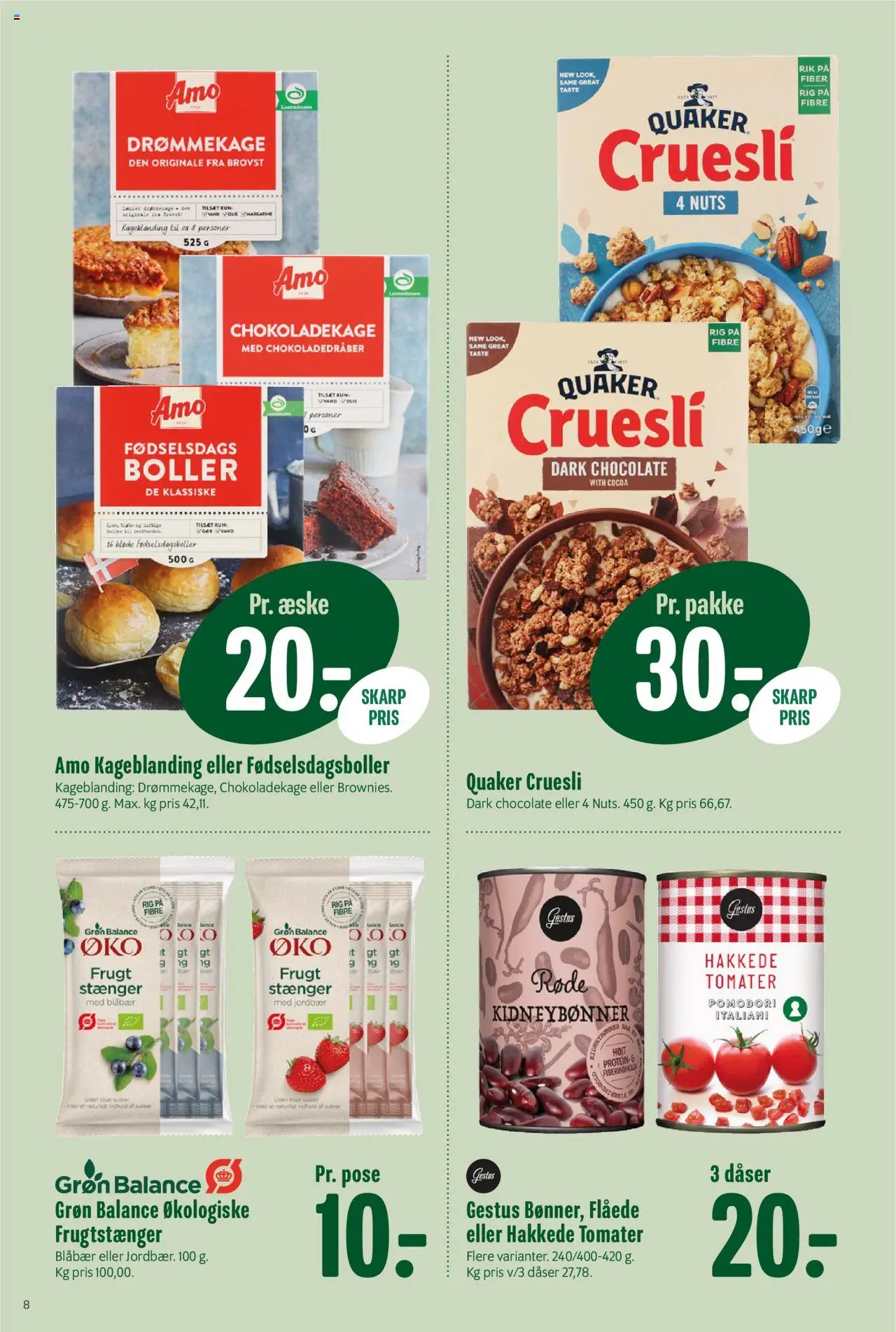 Min Købmand tilbudsavis – gyldig fra 10.10.2025 | Side: 8 | Produkter: Blåbær, Tomater, Kidneybønner, Sukker