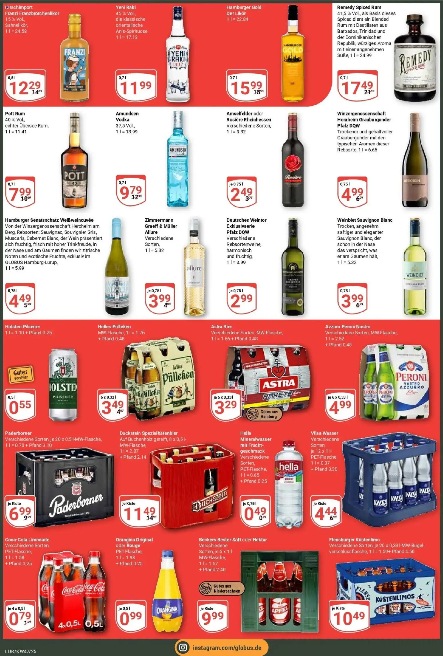 Globus prospekt Hamburg	 – gültig ab 17.11.2025 | Seite: 3 | Produkte: Astra, Rouge, Wasser, Vodka