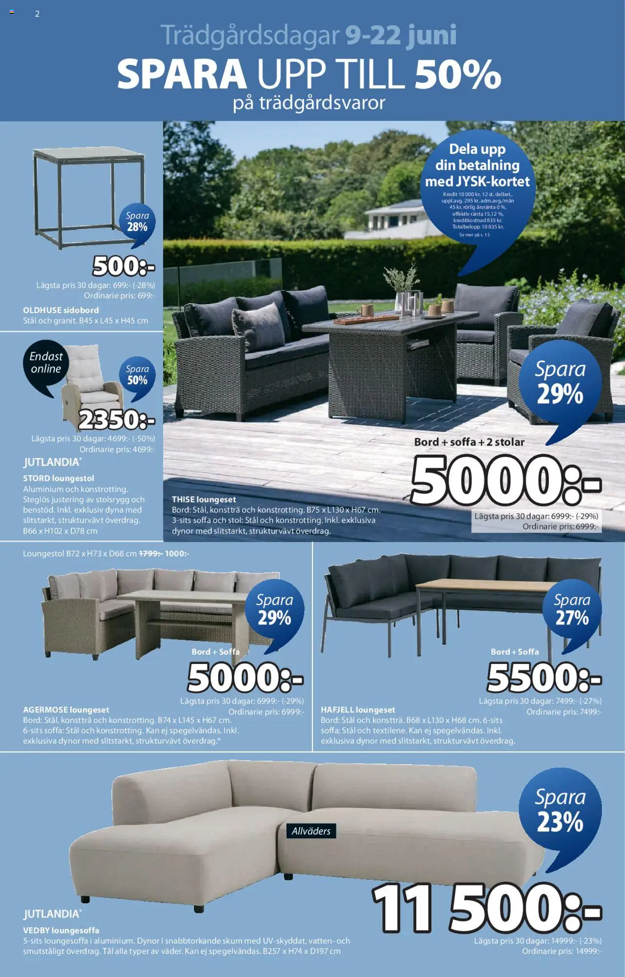 JYSK reklamblad aktuell från 09.06.2025 | Sida: 2 | Produkter: Dynor, Soffa, Bord, Stol