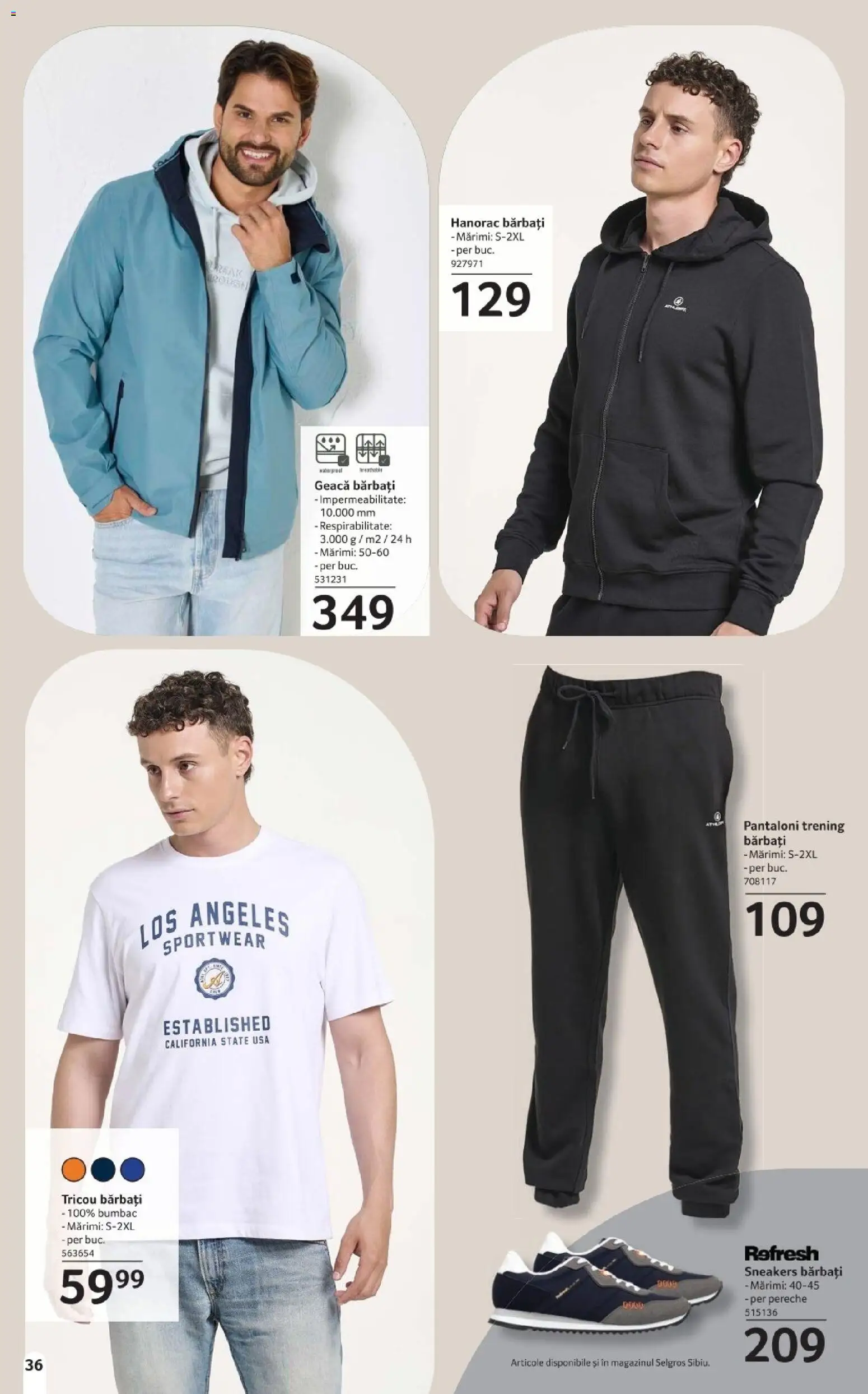 Noul catalog Selgros – valabil de la 20.03.2026 | Pagină: 36 | Produse: Trening, Deri ve Tüy Bakımı, Tricou, Pantaloni
