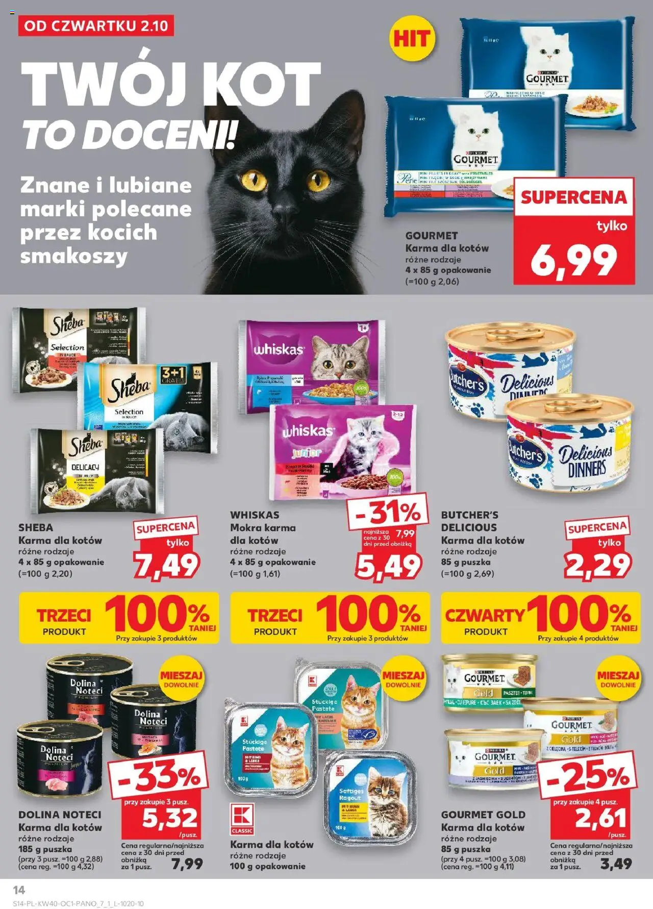 Kaufland gazetka - Zwierzęta od 02.10.2025 | Strona: 14 | Produkty: Karma dla kotów