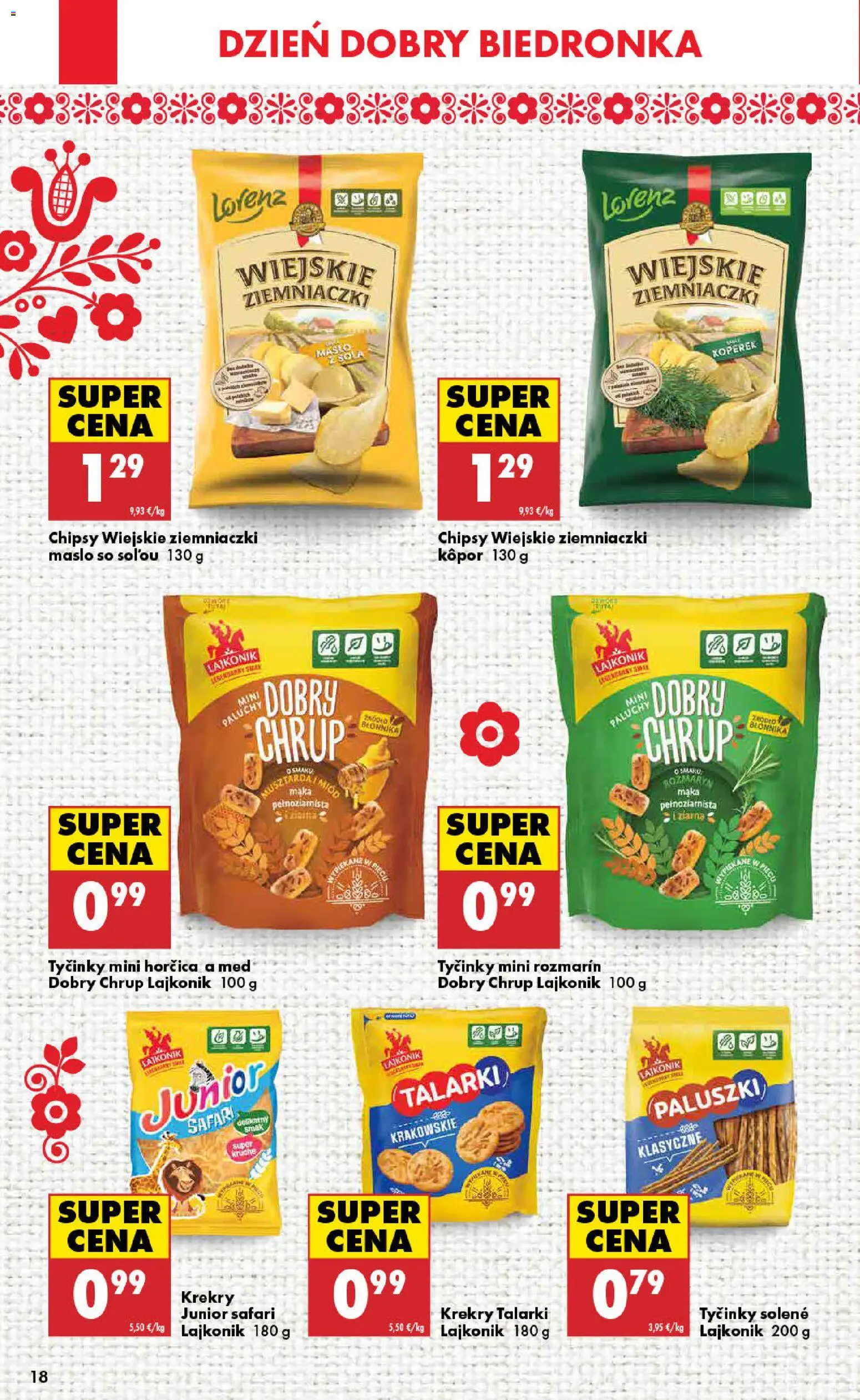 Nové Biedronka akcie – leták je platný od 23.04.2026 | Strana: 18 | Produkty: Maslo, Chipsy, Med