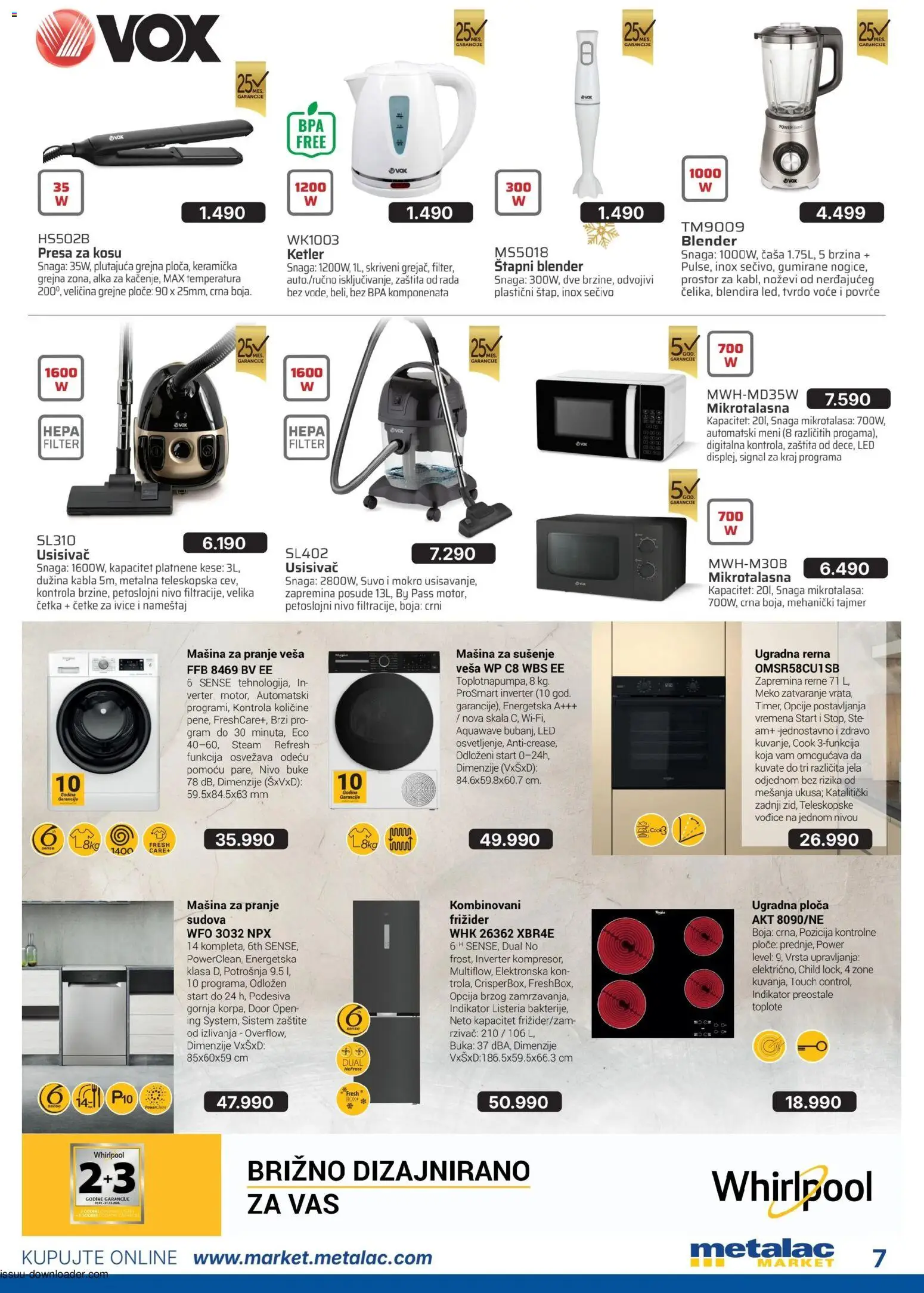 Metalac Market katalog - važi od 01.02.2026 | Strana: 7 | Proizvode: Četka, Mašina za pranje veša, Blender, Rerna