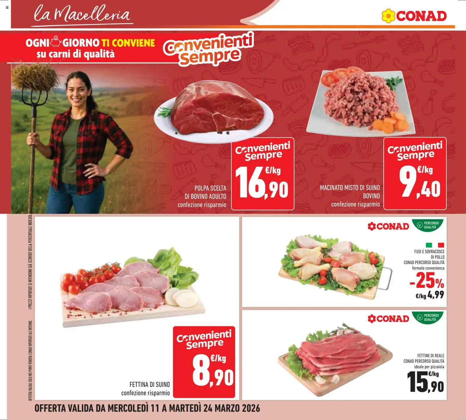 Volantino Conad del 11.03.2026 | Pagina: 16 | Prodotti: Bovino, Pollo, Suino, Macinato