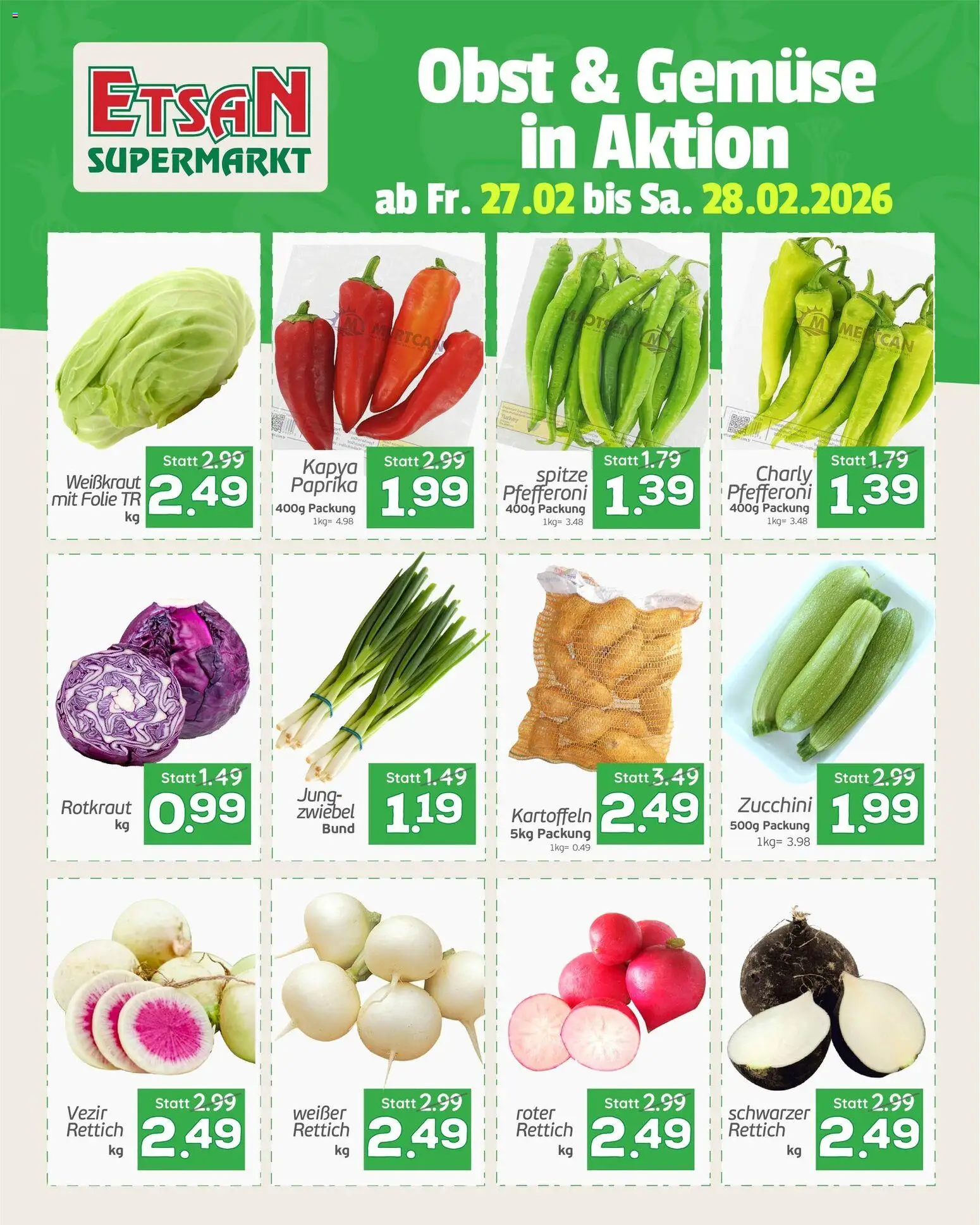 ETSAN Obst und Gemüse gültig ab 27.02.2026 | Seite: 1 | Produkte: Kartoffeln, Gemüse, Obst
