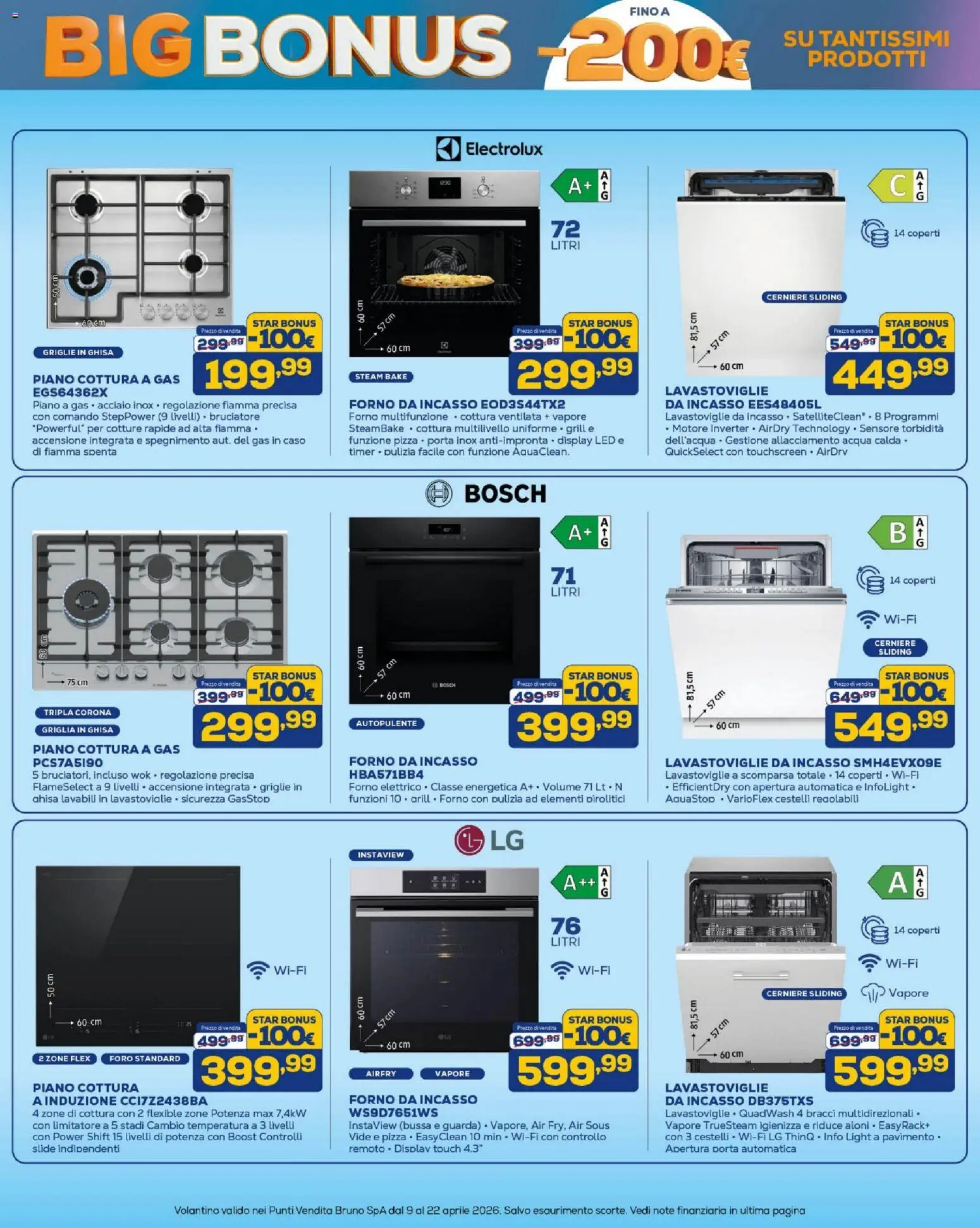 Volantino BRUNO del 09.04.2026 | Pagina: 29 | Prodotti: Pizza, Piano cottura, Forno, Forno elettrico