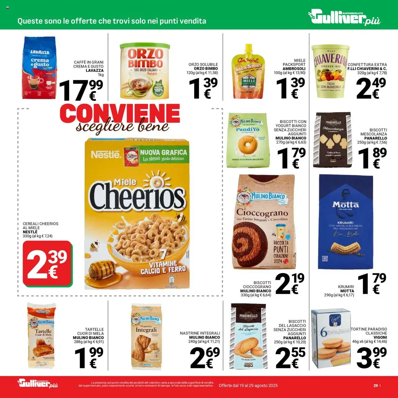Volantino Gulliver del 19.08.2025 | Pagina: 29 | Prodotti: Crema, Cioccolato, Cereali, Caffè in grani
