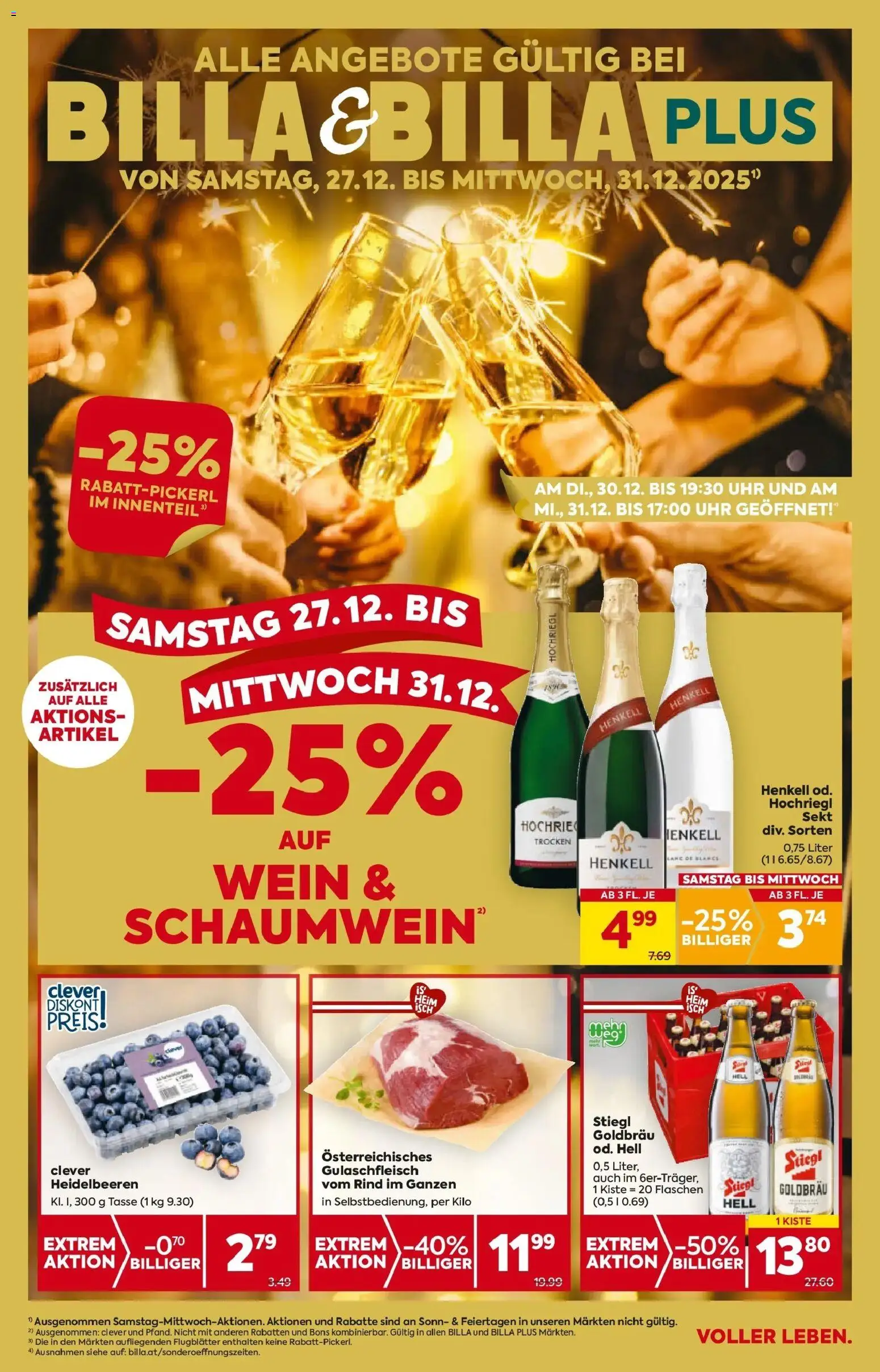 Billa Flugblatt - Oberndorf Bei Salzburg, Lamprechtshausen, Maria Alm gültig ab 27.12.2025 | Seite: 1 | Produkte: Uhr, Wein