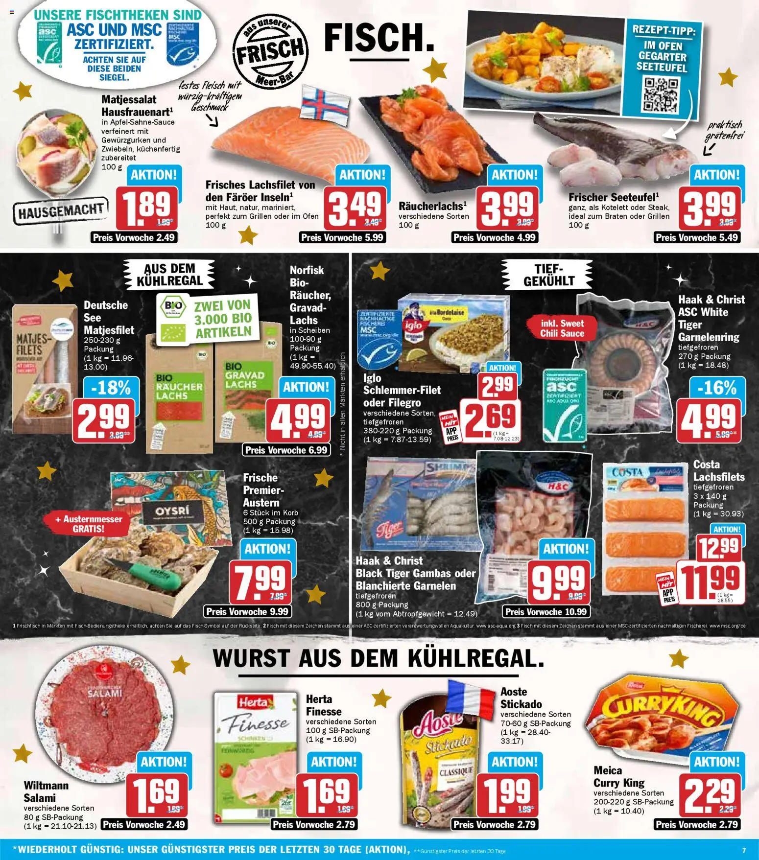 HIT Prospekt 	 – gültig ab 01.12.2025 | Seite: 7 | Produkte: Garnelen, Lachs, Salami, Fleisch