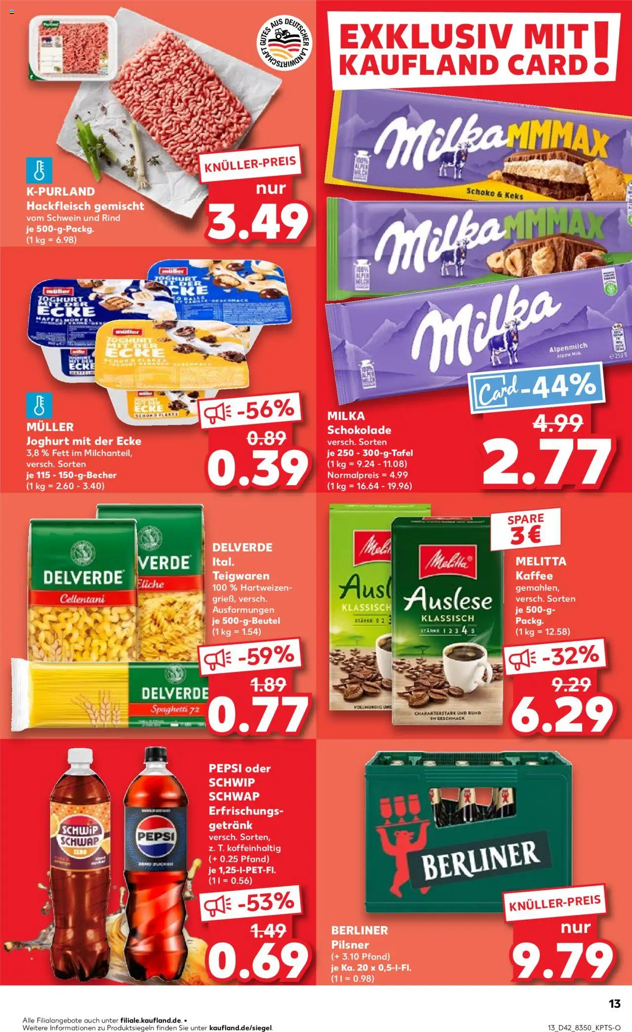Kaufland prospekt Berlin	 – gültig ab 19.10.2025 | Seite: 13 | Produkte: Schokolade, Milka, Pasta, Berliner pilsner