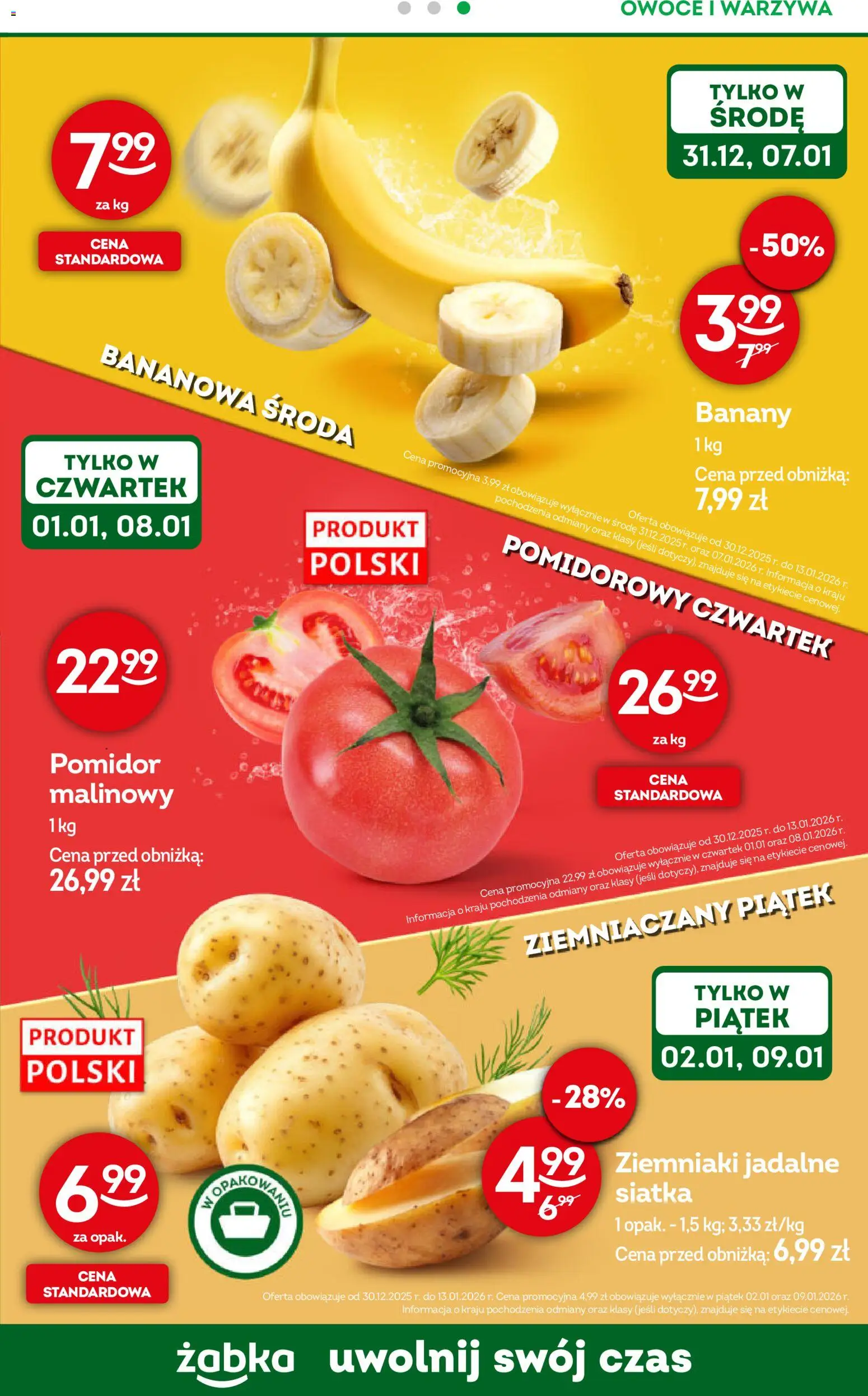 Żabka Gazetka - Codzienne produkty od 30.12.2025 | Strona: 7 | Produkty: Siatka, Ziemniaki, Warzywa, Owoce
