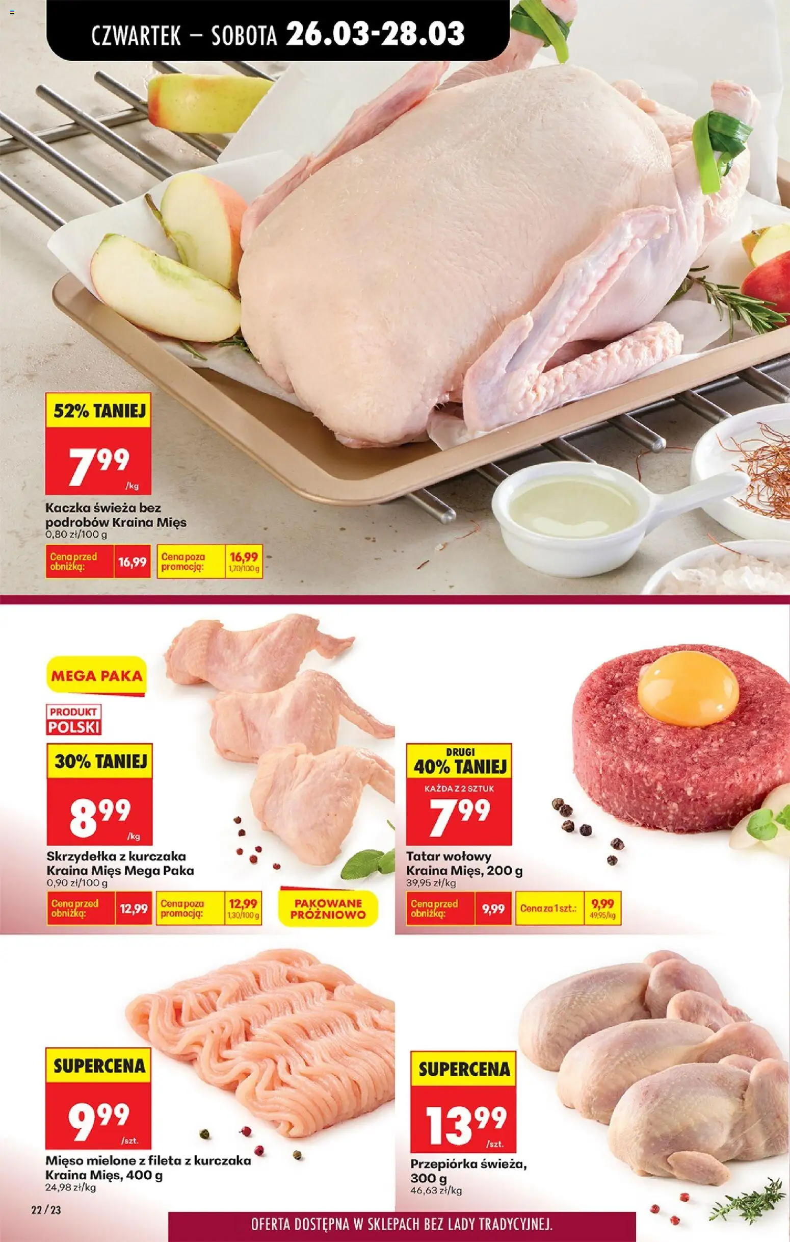 Biedronka gazetka od czwartku od 26.03.2026 | Strona: 28 | Produkty: Tatar wołowy, Kraina mięs, Mięso mielone, Przepiórka