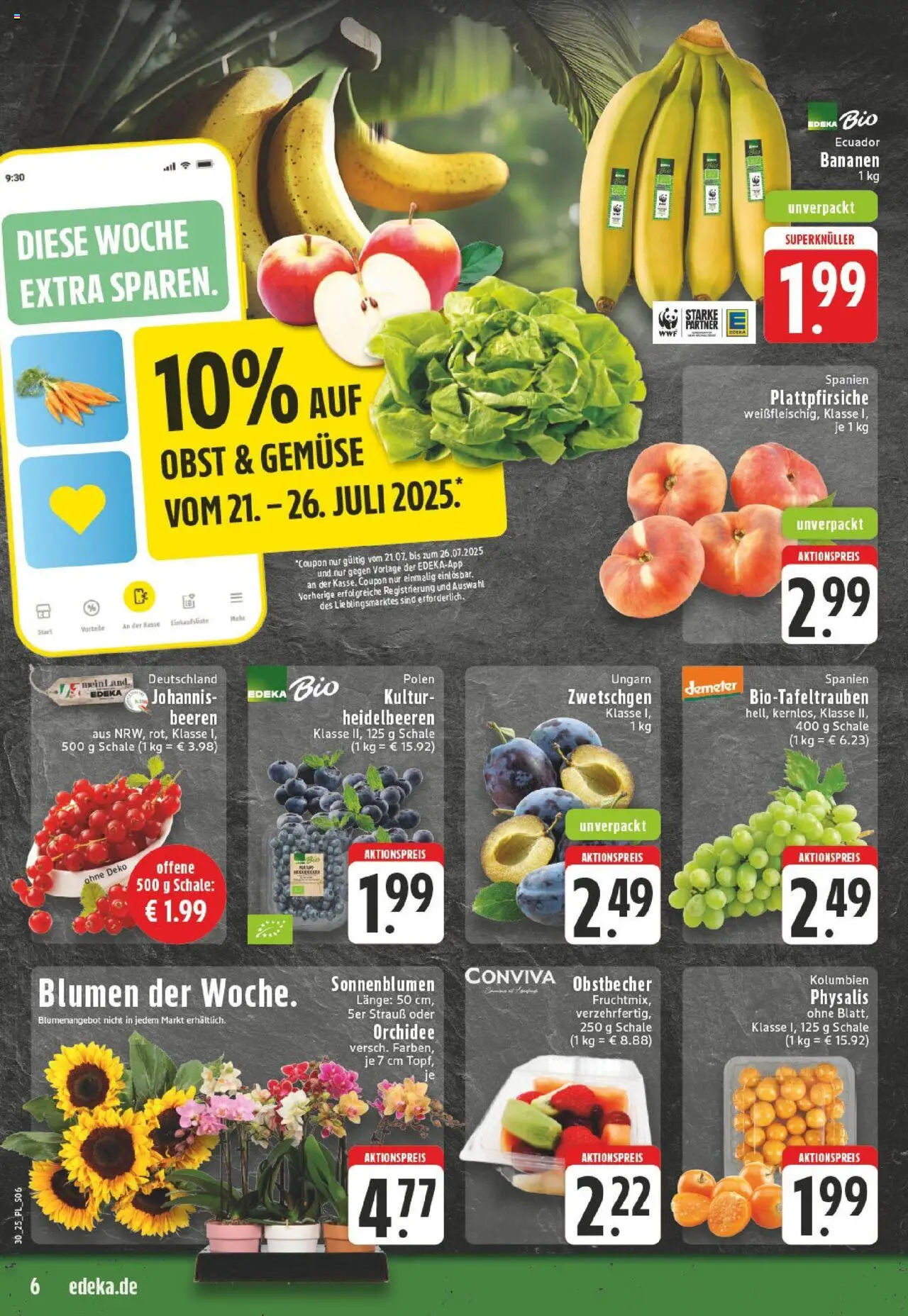 Edeka prospekt Bocholt - Holtwick	 - gültig ab dem 20.07.2025 | Seite: 6 | Produkte: Orchidee, Bananen, Heidelbeeren, Obst