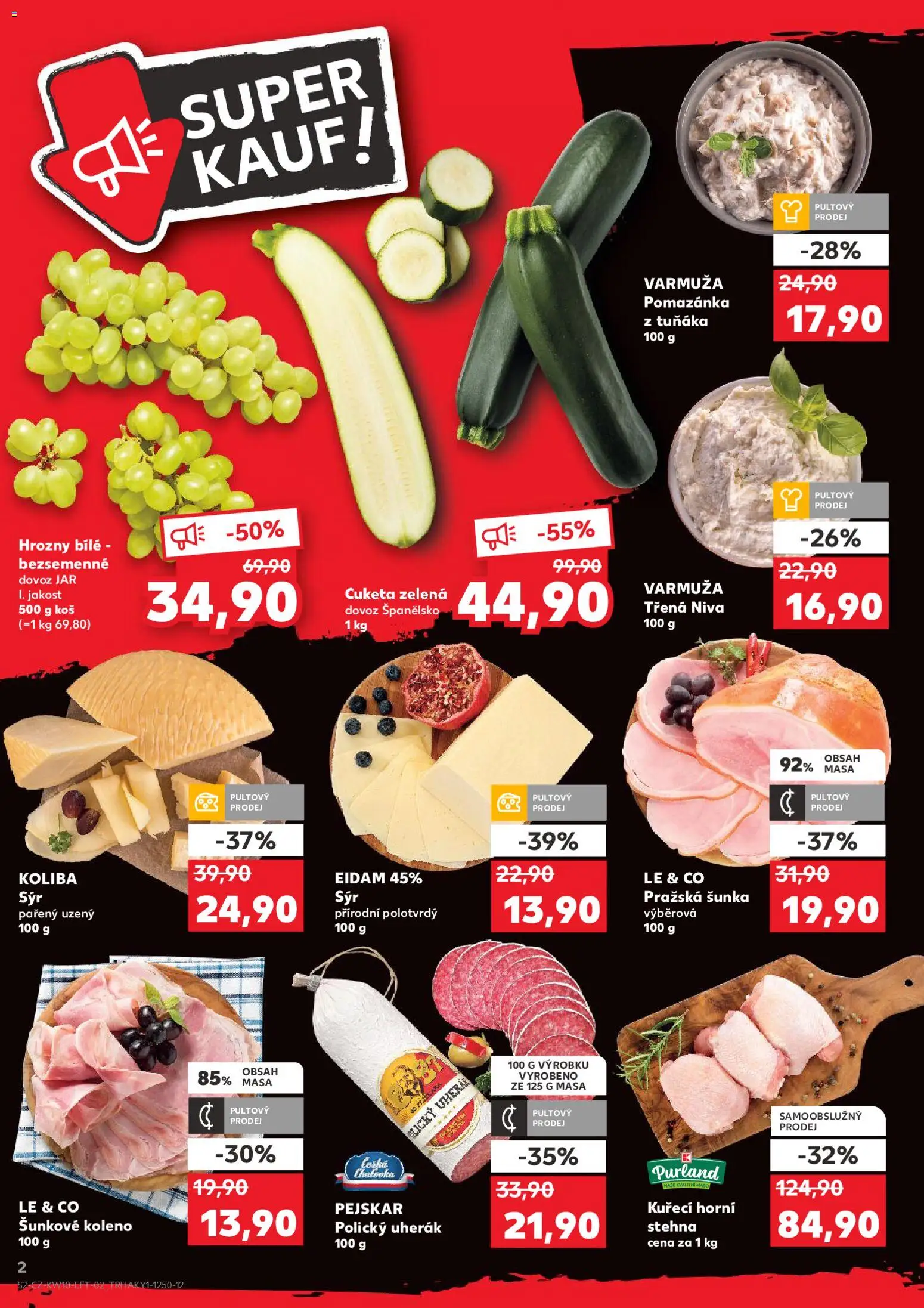 Kaufland leták od 04.03.2026 | Strana: 2 | Produkty: Cuketa, Eidam, Pomazánka, Hrozny