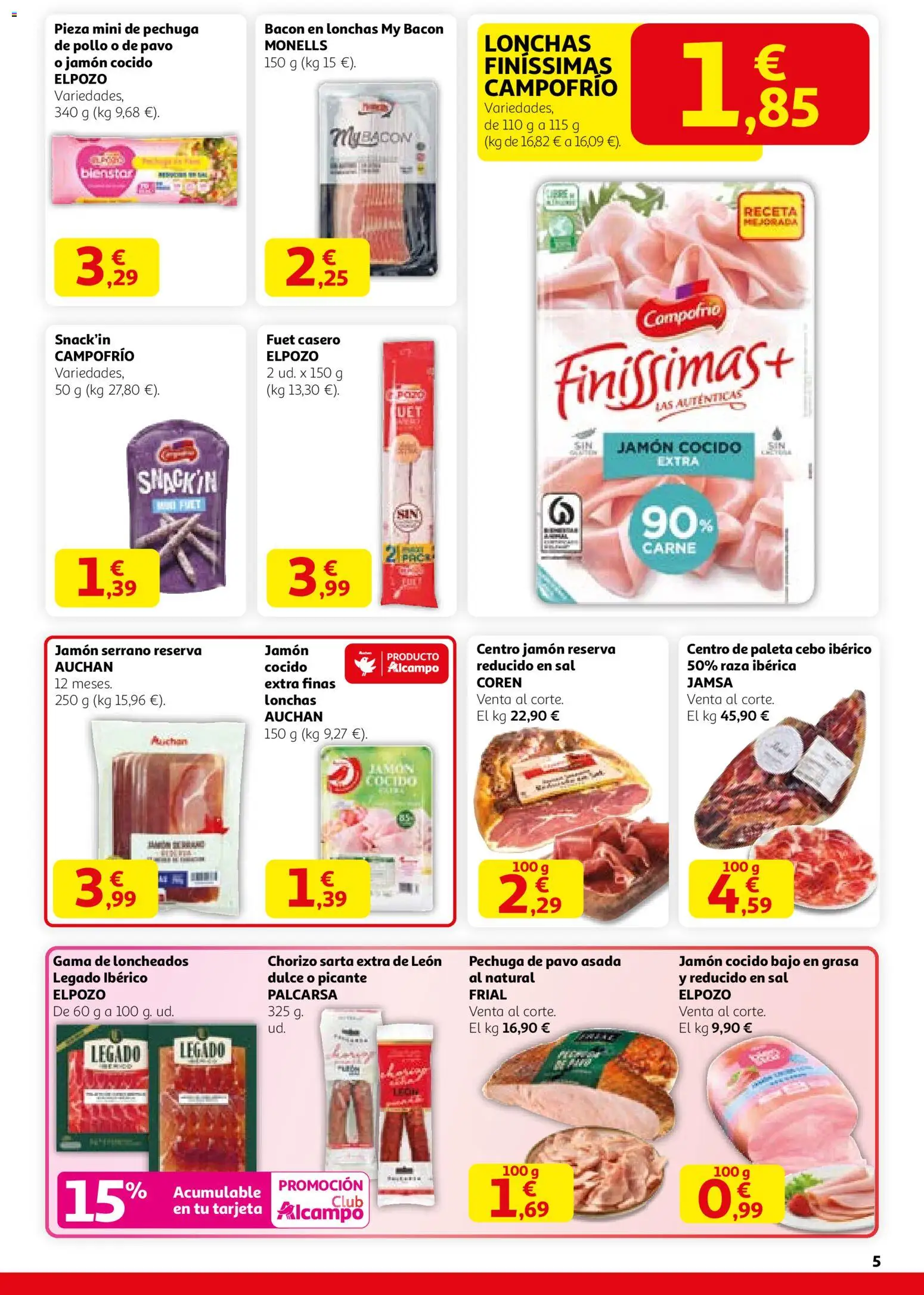 Alcampo - HG Nacional  │ válido desde el 29.01.2026 | Página: 5 | Productos: Jamón serrano, Jamón, Jamón cocido