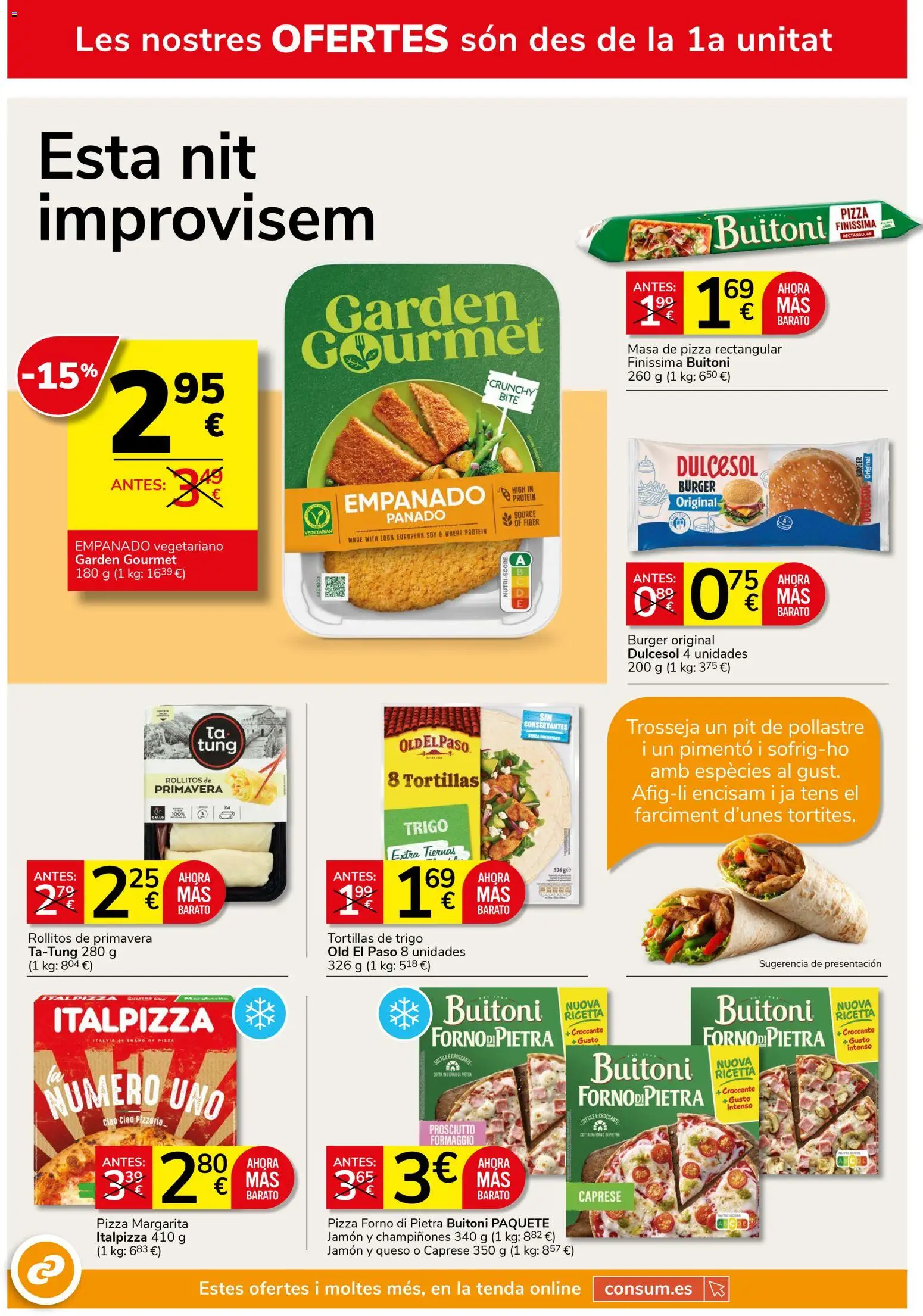 Consum folleto │ válido desde el 23.04.2026 | Página: 8 | Productos: Queso, Jamón, Pizza