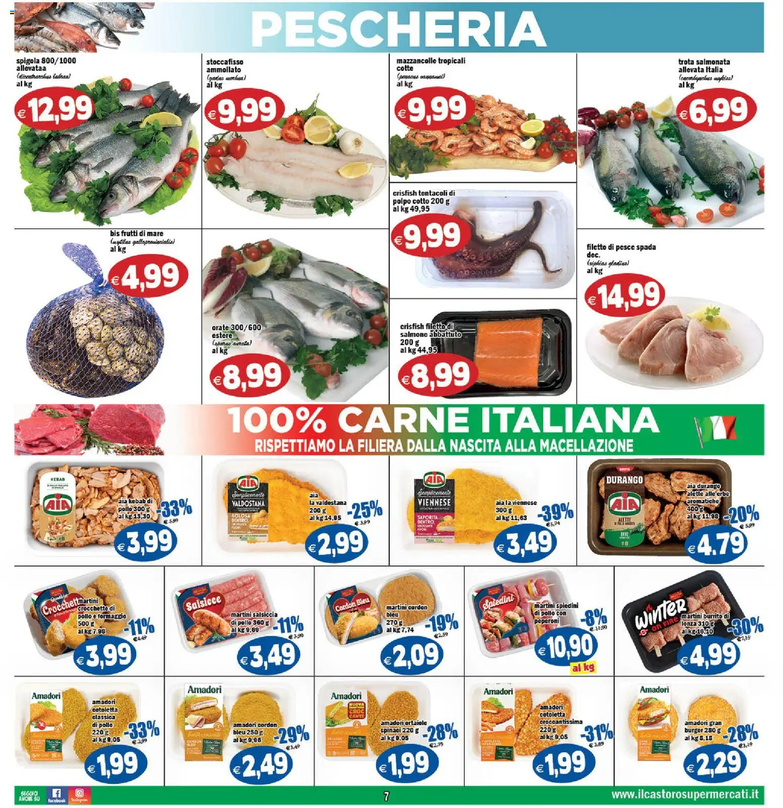 Volantino Il Castoro del 13.02.2026 | Pagina: 7 | Prodotti: Salmone, Pesce, Salsiccia, Crocchette