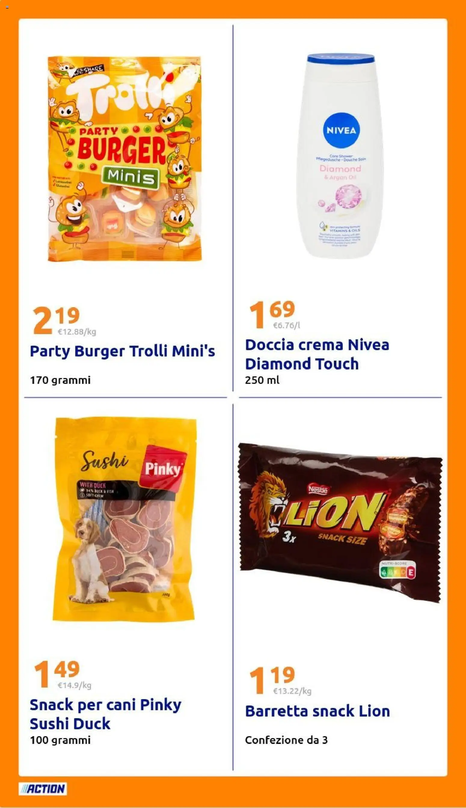 Volantino Action del 04.03.2026 | Pagina: 20 | Prodotti: Crema, Barretta, Sushi, Doccia