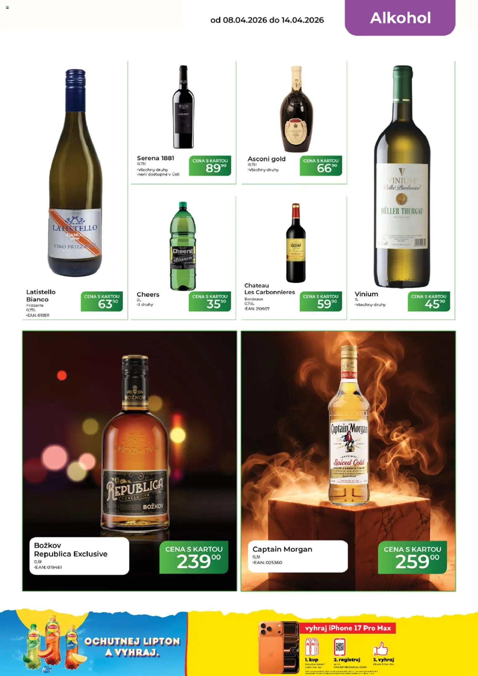 Tamda Foods leták od 08.04.2026 | Strana: 17 | Produkty: Víno, Frizzante, Božkov originál, Captain Morgan