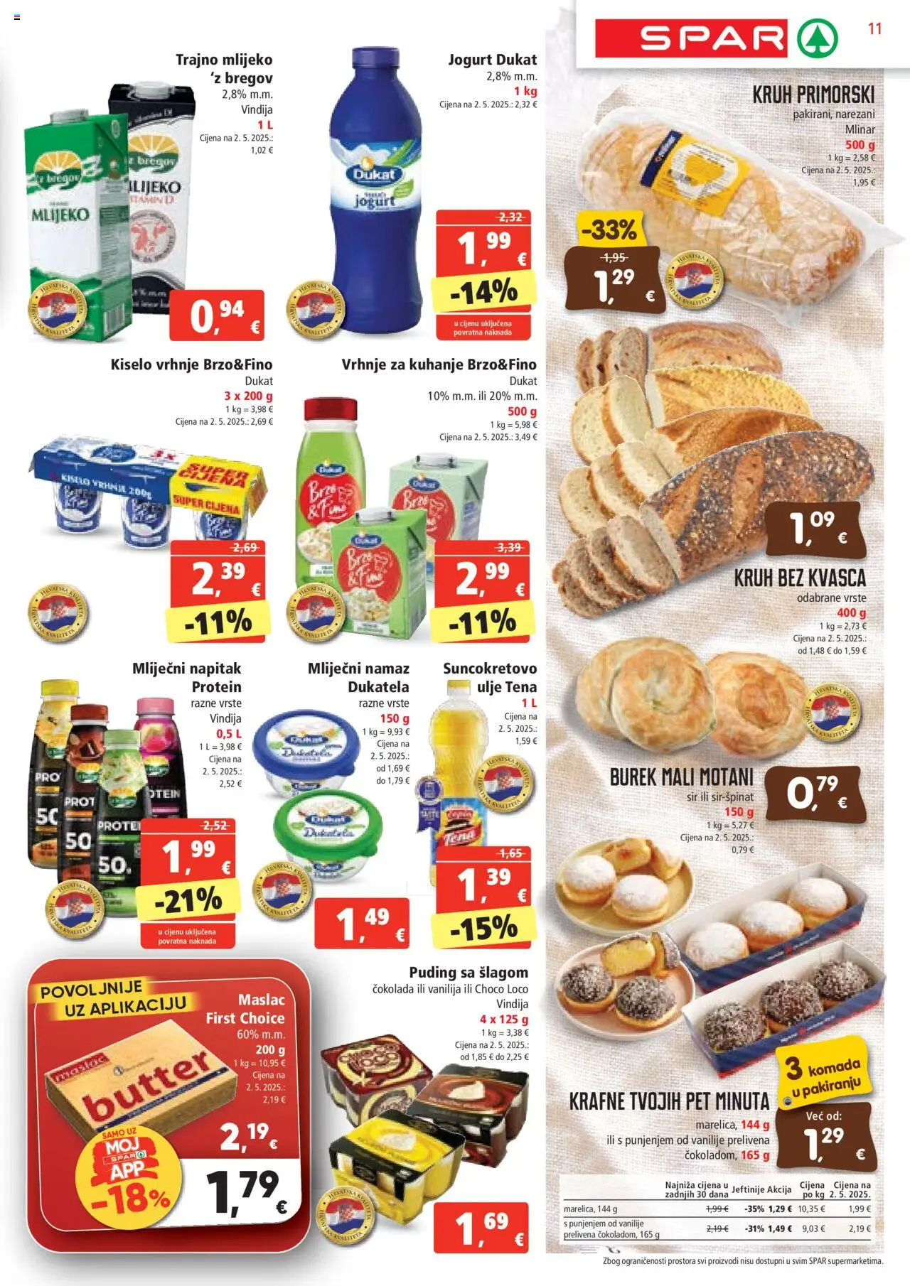 Spar katalog | vrijedi od 25.06.2025 | Stranica: 11 | Proizvodi: Mliječni namaz, Maslac, Kiselo vrhnje, Namaz
