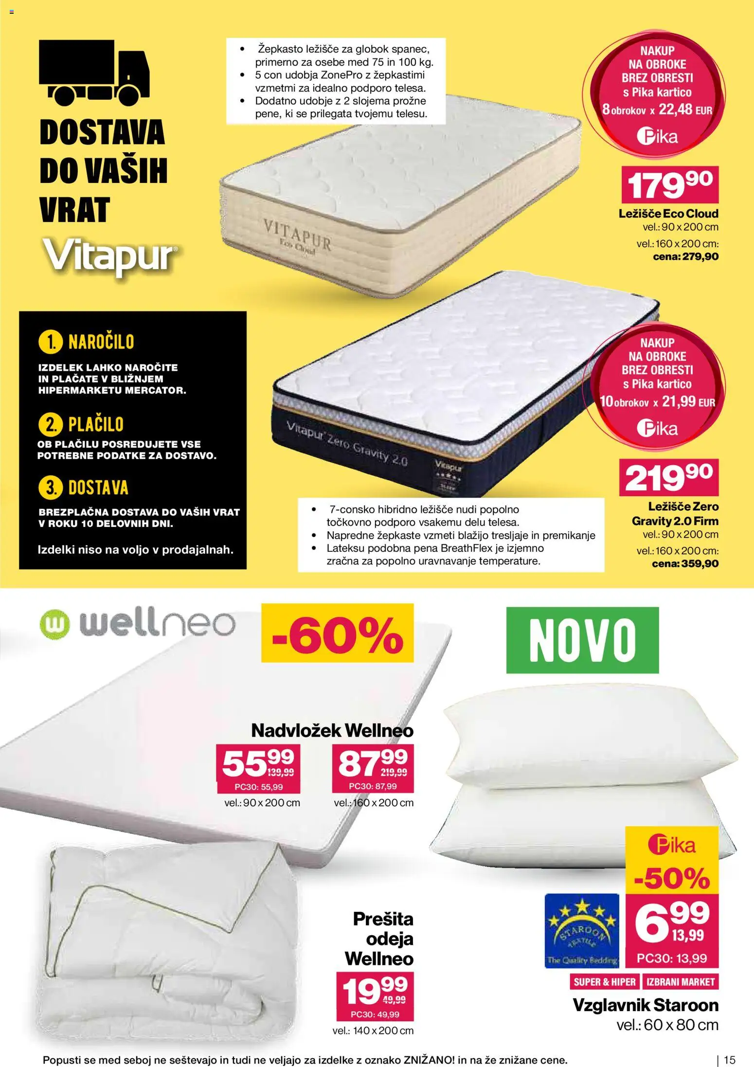 Novi Mercator katalog ponudbe – veljaven od 14.01.2026 | Stran: 15 | Izdelki: Prešita odeja, Ležišče, Nadvložek, Odeja