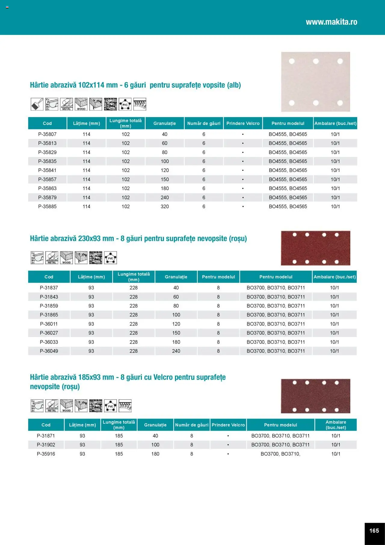 Noul catalog Makita – valabil de la 01.04.2025 | Pagină: 165