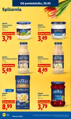 Pogląd oferty "Lidl gazetka" - ważna od 30.03.2026 | Strona: 64 | Produkty: Barszcz, Zurek, Chrzan, Zupa