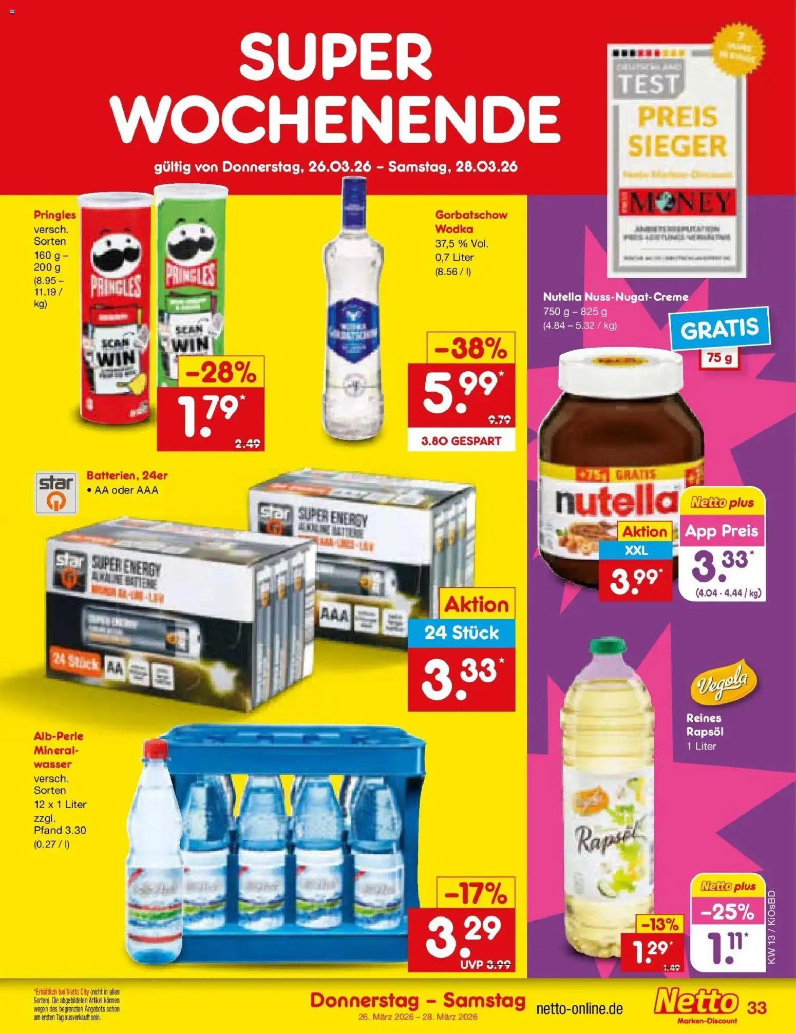 Netto Marken-Discount Prospekt Mistelbach	 – gültig ab 23.03.2026 | Seite: 47 | Produkte: Energy, Nutella, Wasser, Wodka