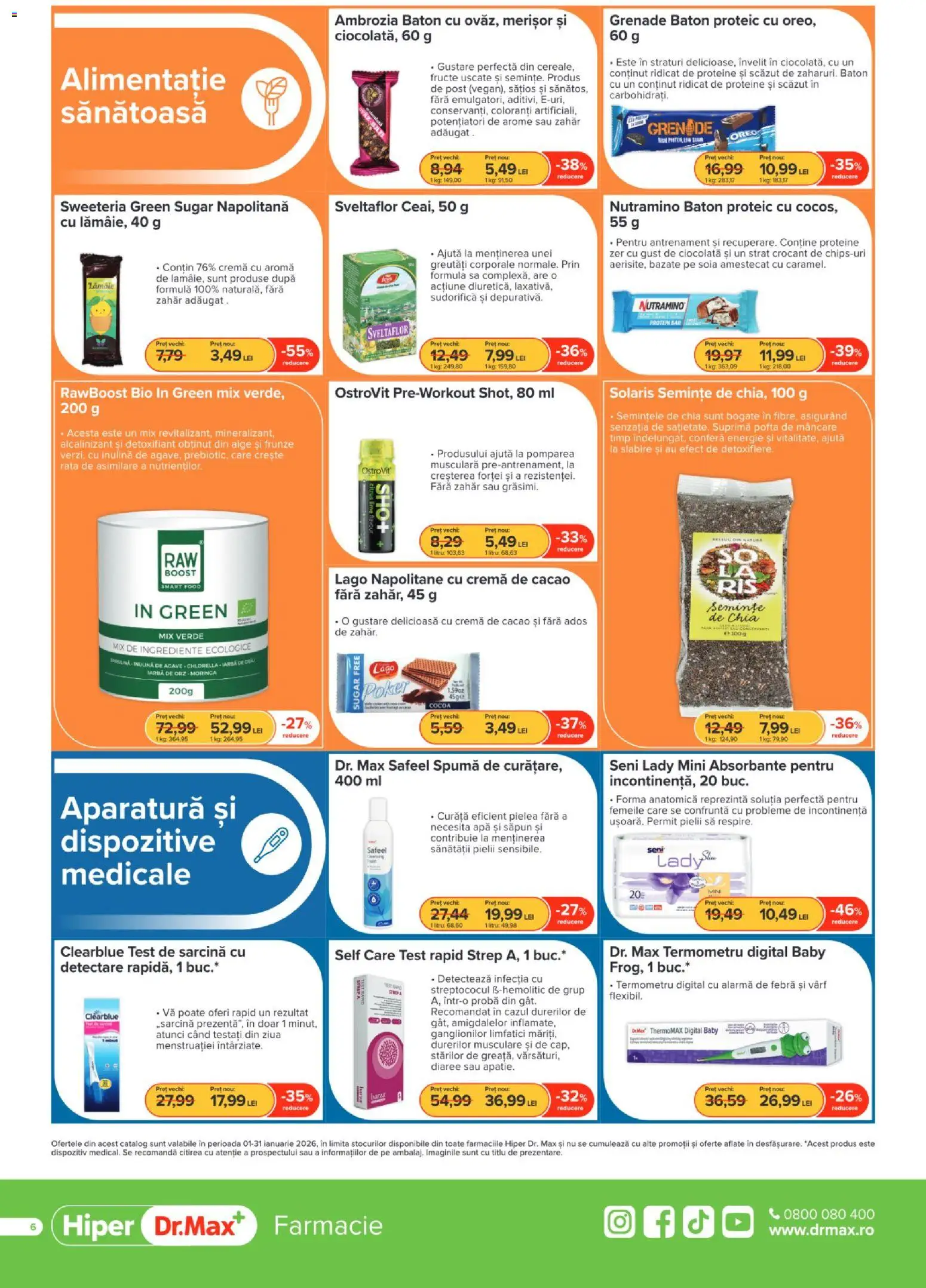 Noul catalog Dr.Max – valabil de la 01.01.2026 | Pagină: 6 | Produse: Lime, Termometru, Cacao, Apă