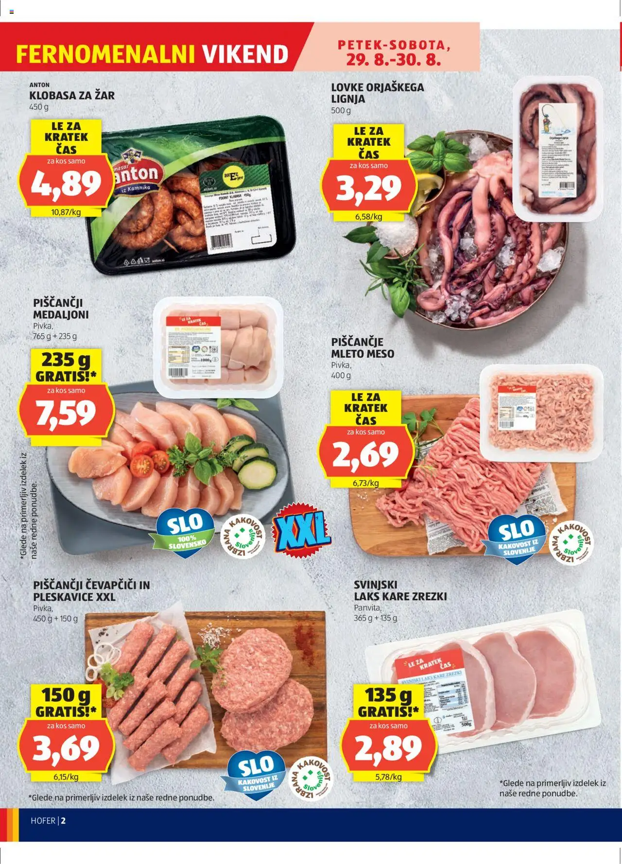 Hofer SI katalog | vrijedi od 28.08.2025 | Stranica: 2 | Proizvodi: Meso, Ćevapčići