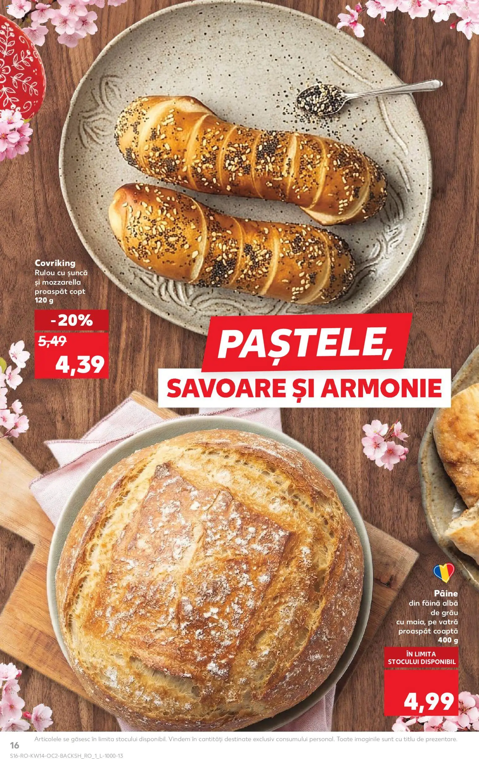 Noul catalog Kaufland – valabil de la 01.04.2026 | Pagină: 16 | Produse: Mozzarella, Pâine, Șuncă, Făină