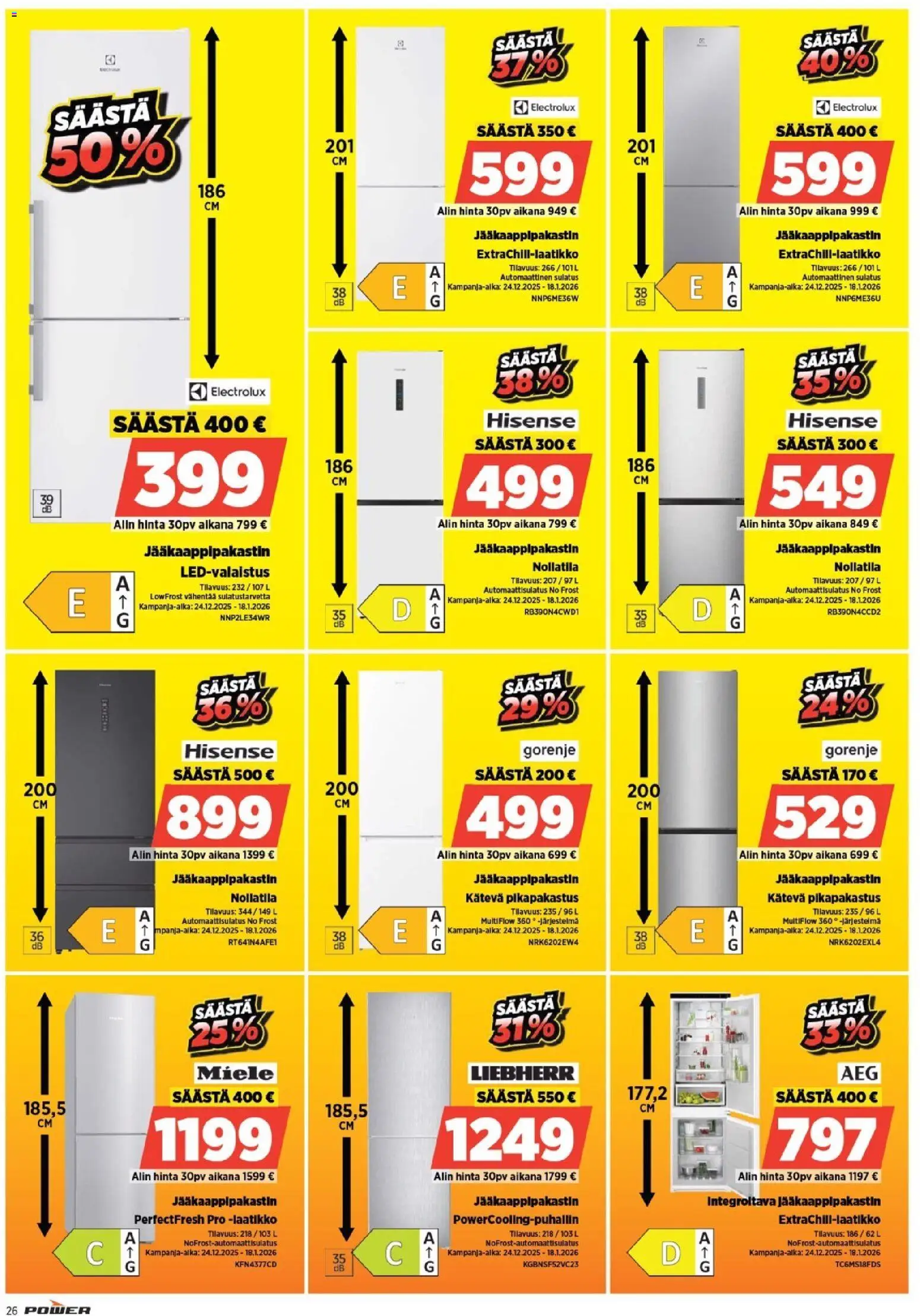 Power tarjoukset – voimassa 24.12.2025 alkaen | Sivu: 30 | Tuotteet: Jääkaappipakastin, Laatikko