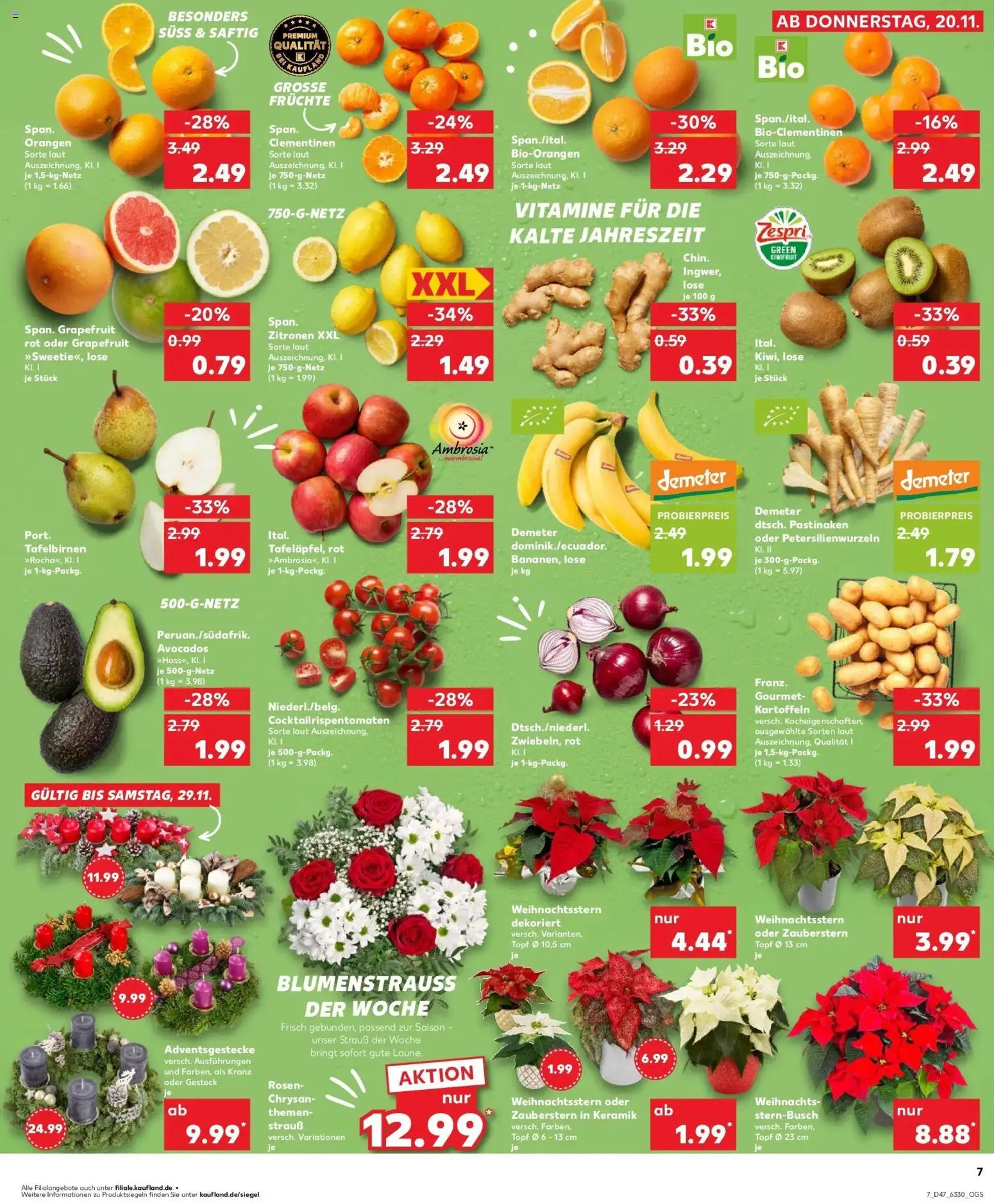 Kaufland prospekt Delmenhorst	 – gültig ab 20.11.2025 | Seite: 7 | Produkte: Bananen, Orangen, Avocado, Kartoffeln
