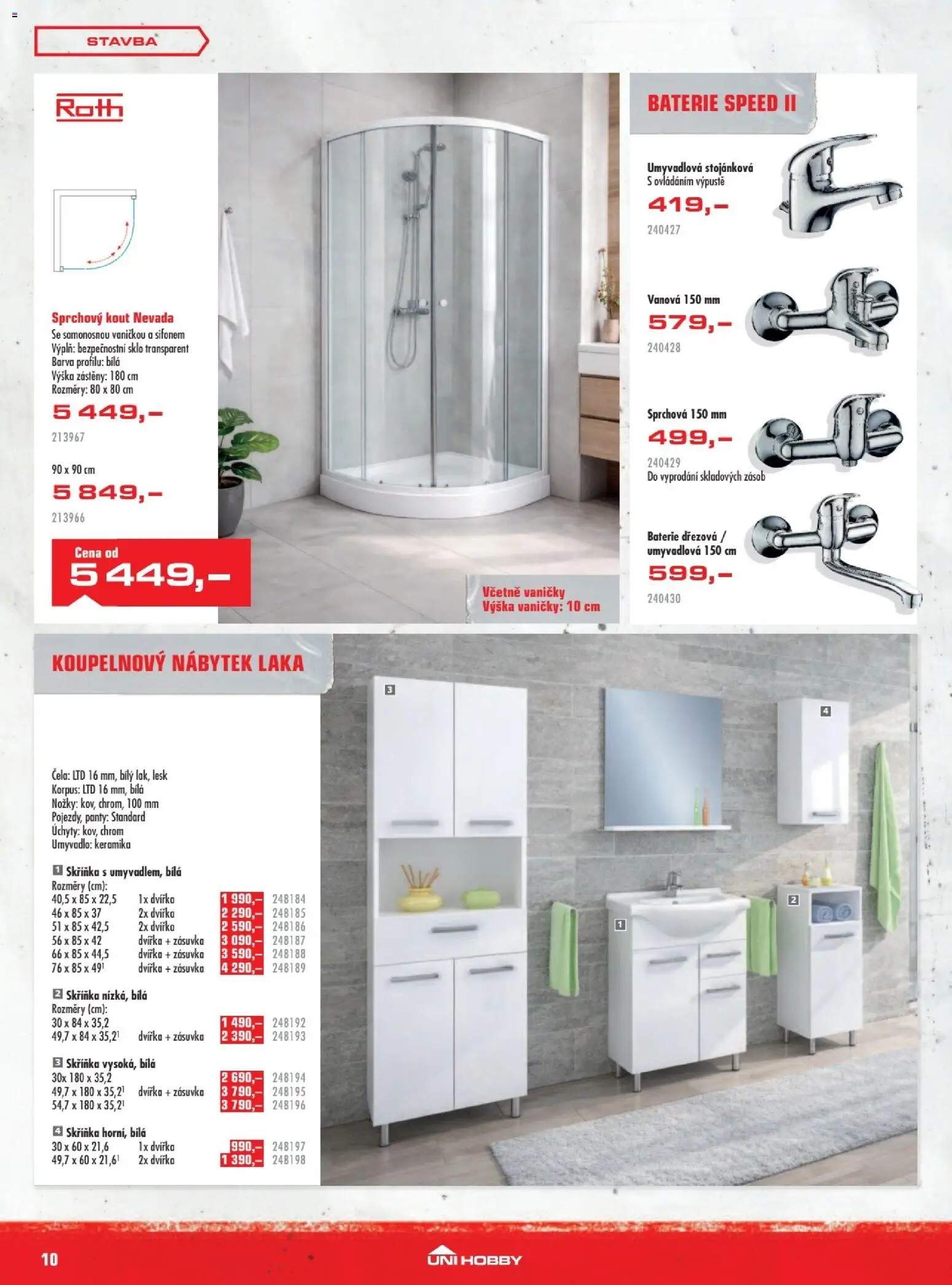 Uni Hobby leták od 29.01.2026 | Strana: 10 | Produkty: Koupelnový nábytek, Nábytek, Umyvadlo, Baterie