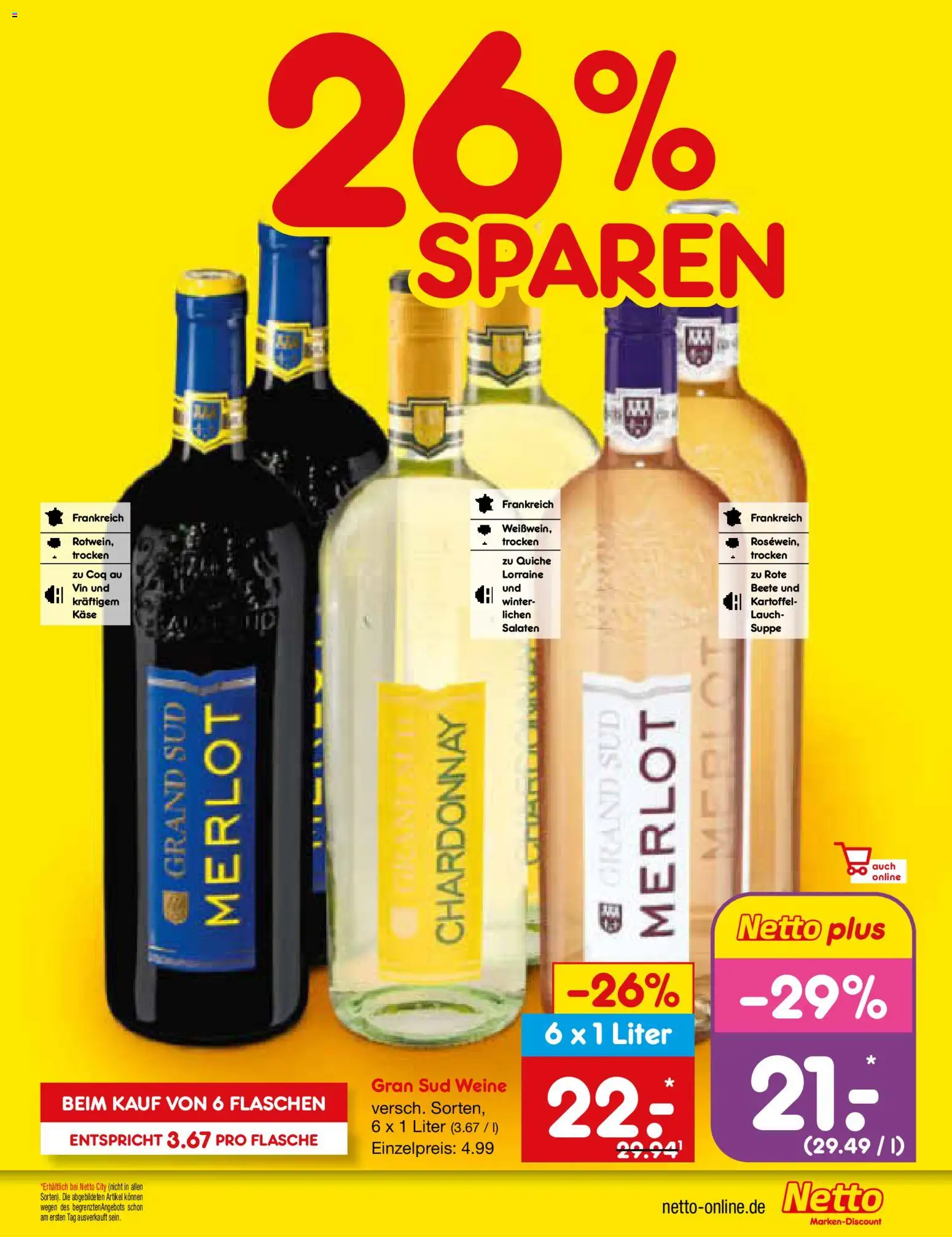 Netto Marken-Discount Prospekt 	 – gültig ab 10.11.2025 | Seite: 23 | Produkte: Käse, Merlot, Grand sud